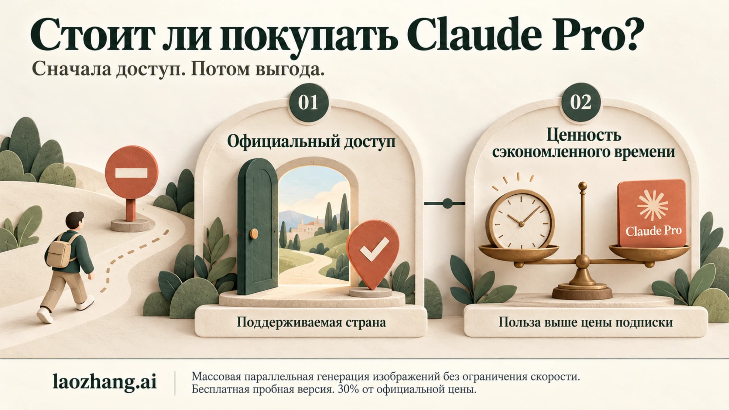 Два этапа решения о Claude Pro: проверить официальный доступ и оценить пользу сэкономленного времени