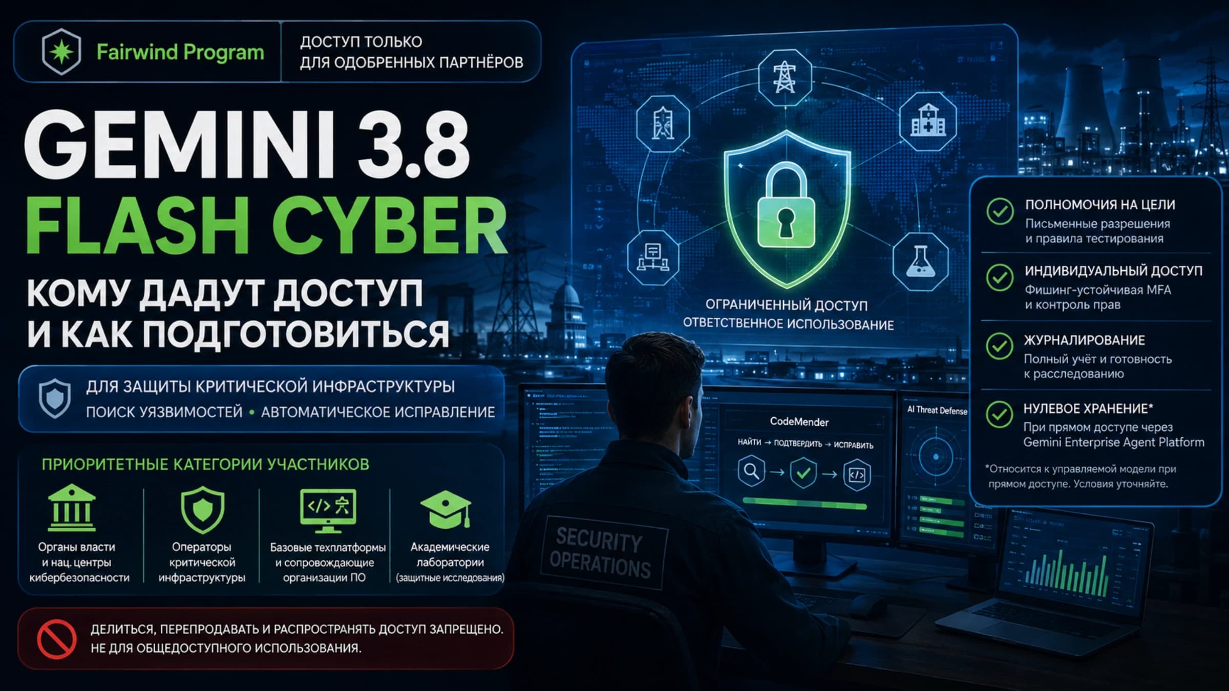 Концепция контролируемого доступа к Gemini 3.8 Flash Cyber через Fairwind