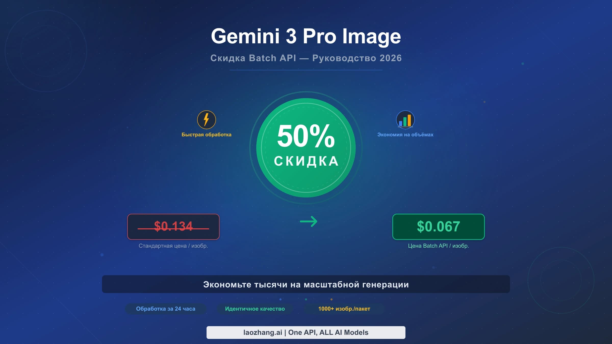 Пакетная генерация изображений Gemini 3 Pro Image со скидкой 50%