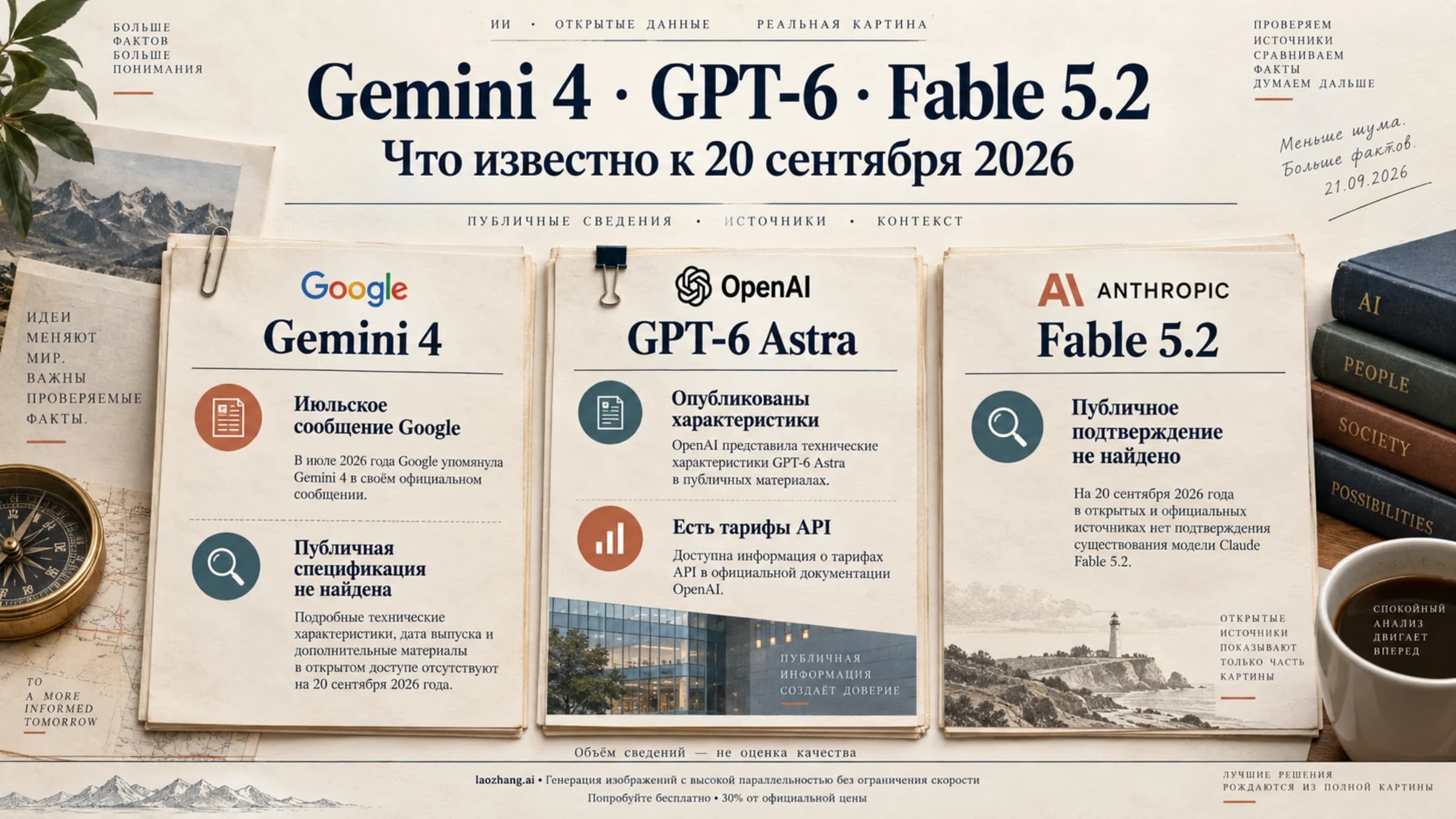 Gemini 4, GPT-6 Astra и Fable 5.2: три модели с разным объёмом опубликованных сведений