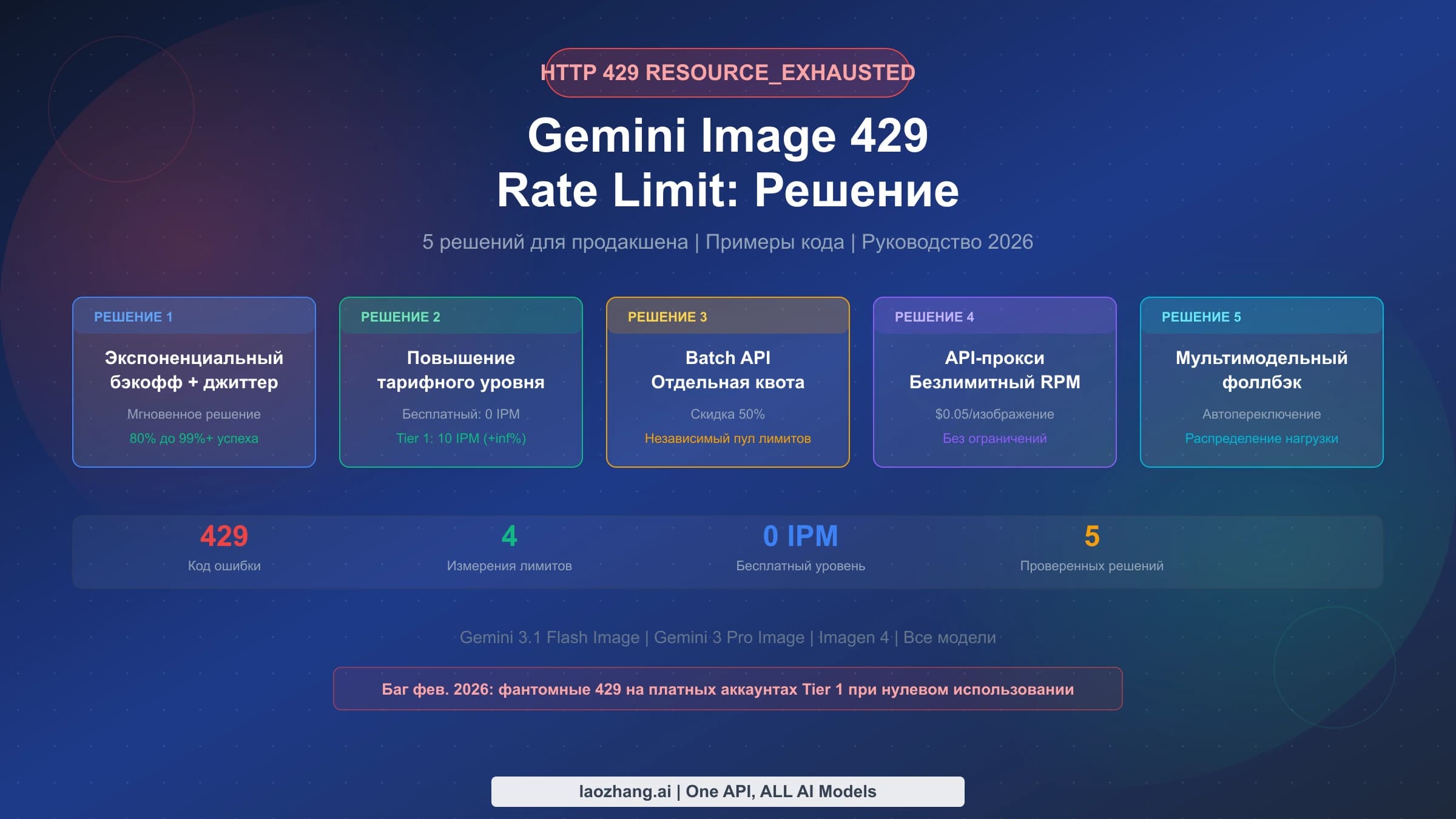Схема причин ошибки 429 при генерации изображений через Gemini API