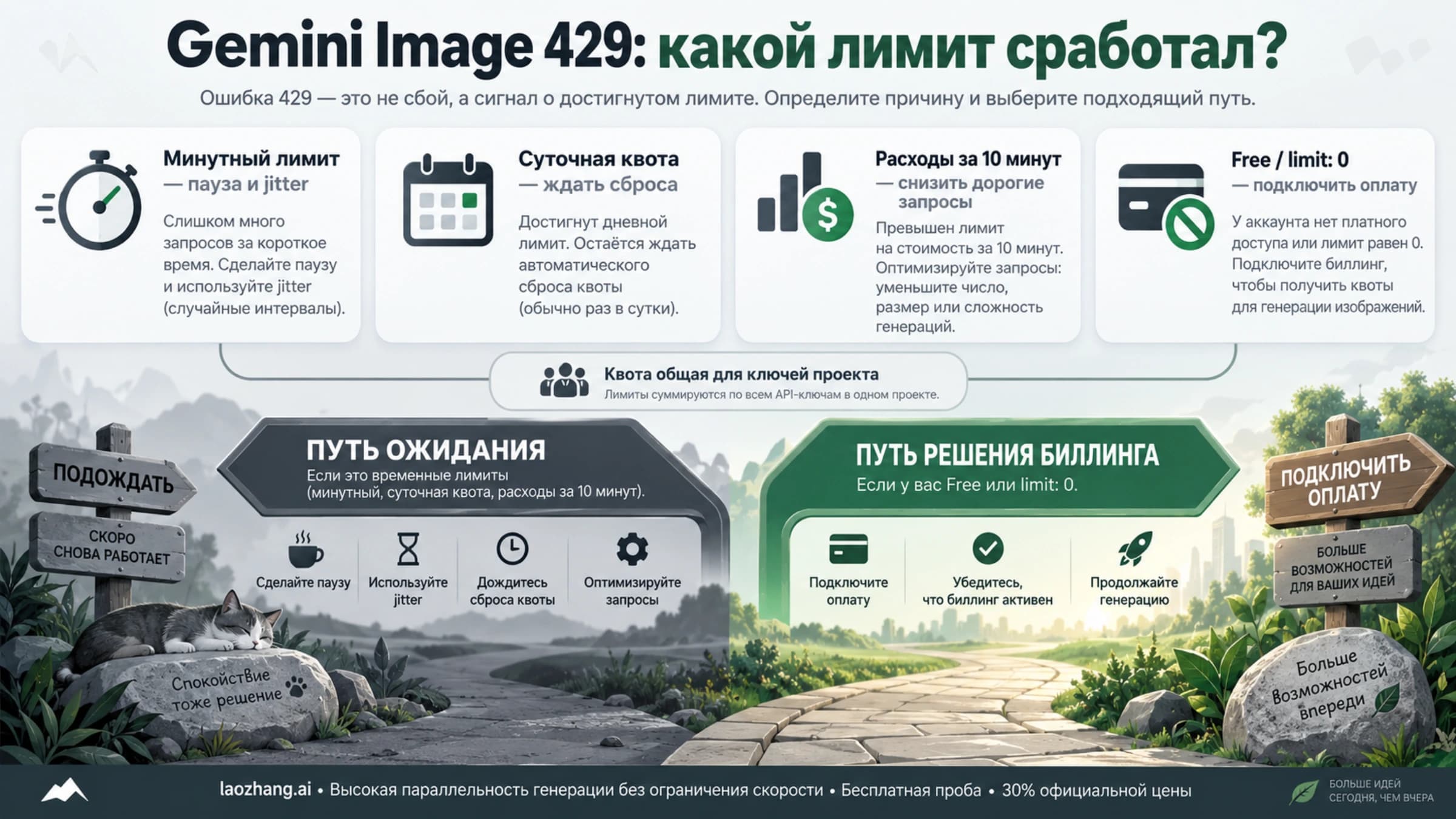 Сначала определите причину 429: минутный лимит, дневная квота, расходы или бесплатный проект