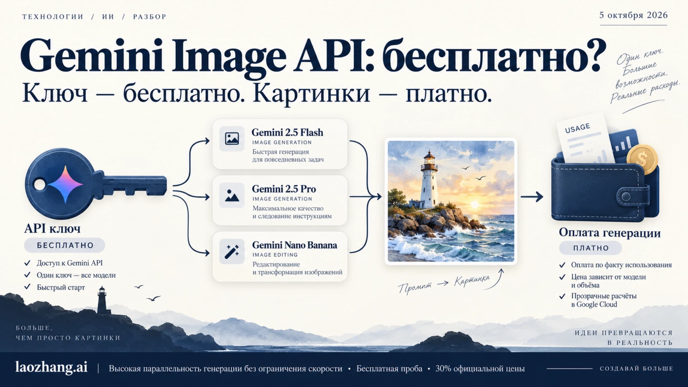 Gemini Image API: бесплатный ключ и платная генерация изображений