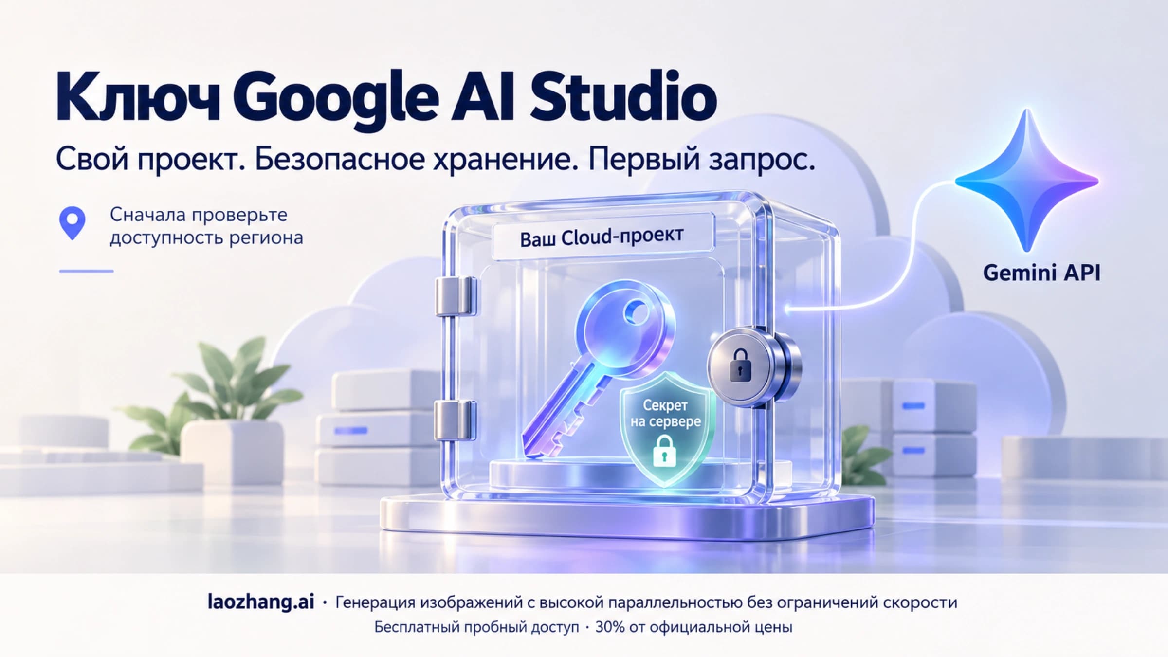 Ключ Google AI Studio в защищённом Cloud-проекте: проверка региона, хранение секрета на сервере и обращение к Gemini API