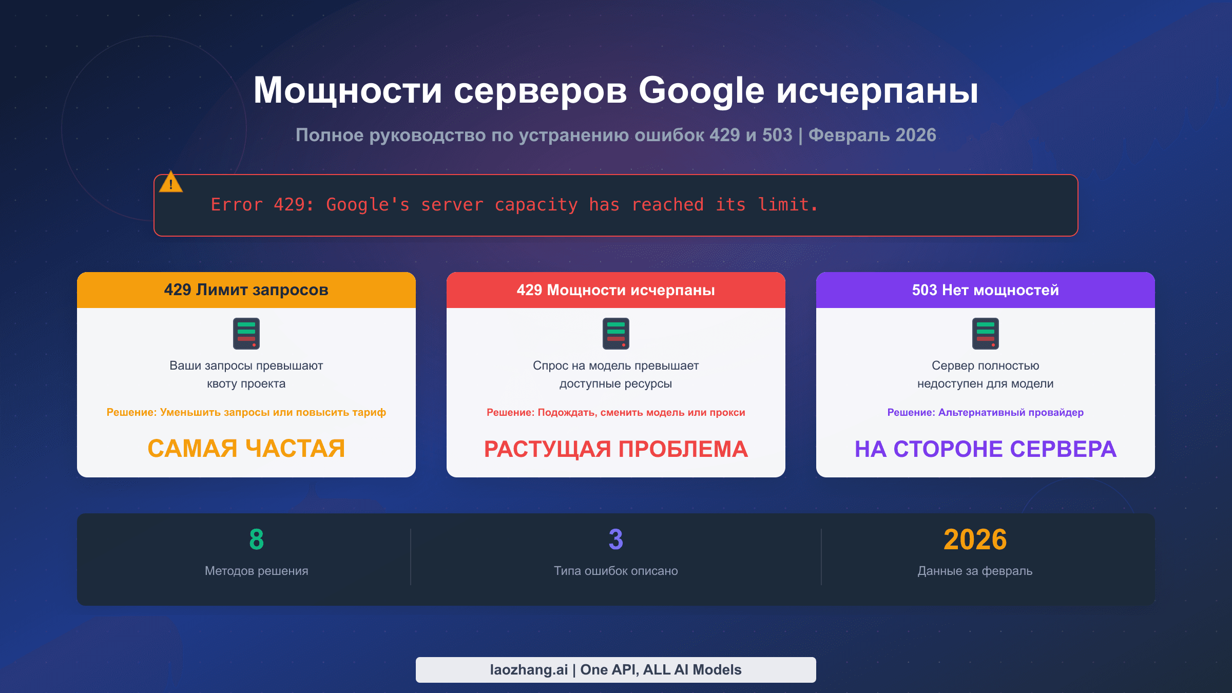 Руководство по устранению ошибок серверных мощностей Google, включая ошибки 429 и 503