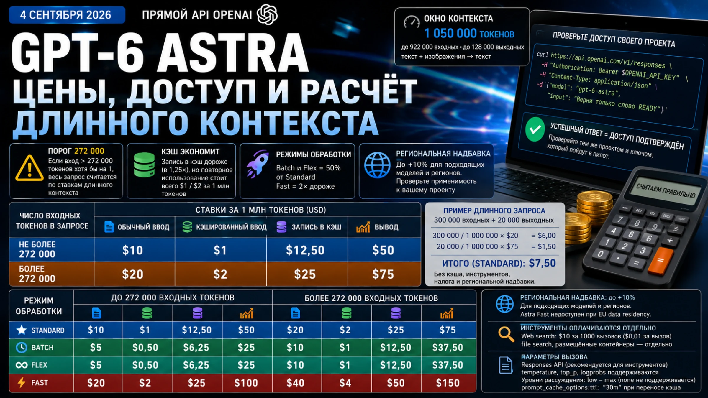 Цена GPT-6 Astra API и проверка доступа к модели для пилота