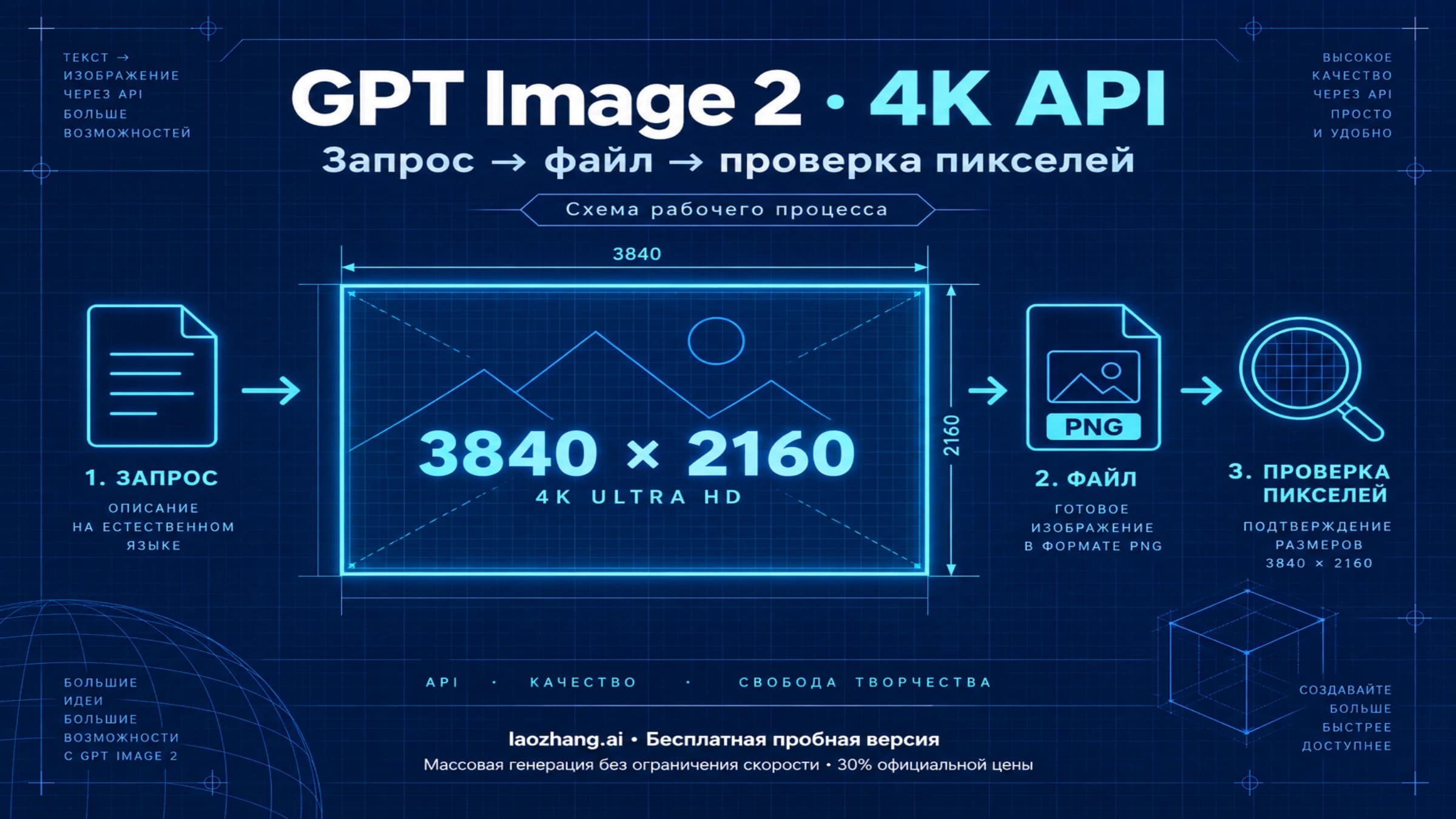 Схема GPT Image 2 4K API: запрос, сохранение файла и проверка пикселей