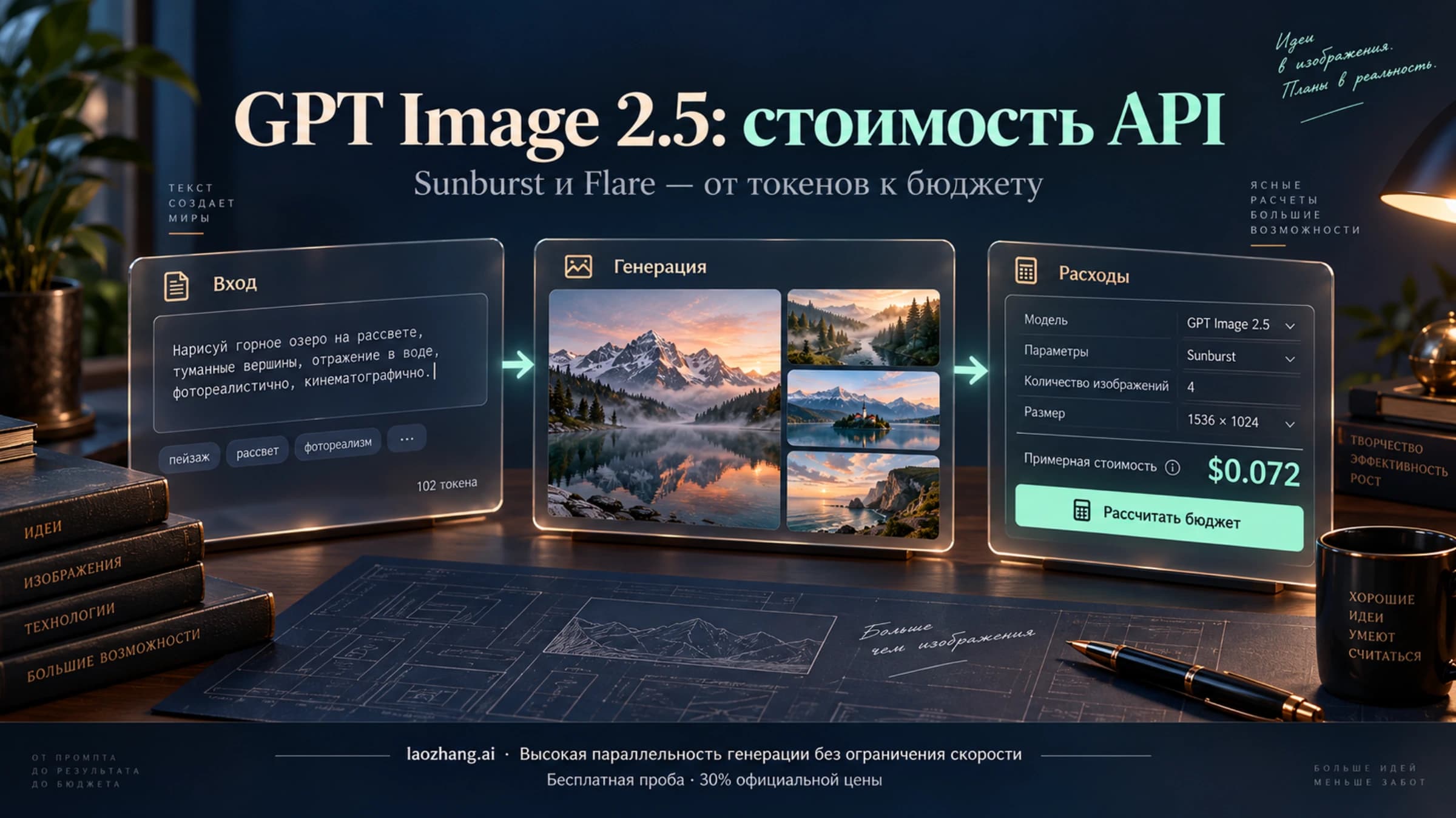 Расчёт стоимости GPT Image 2.5 API: входные данные, генерация изображений и бюджет