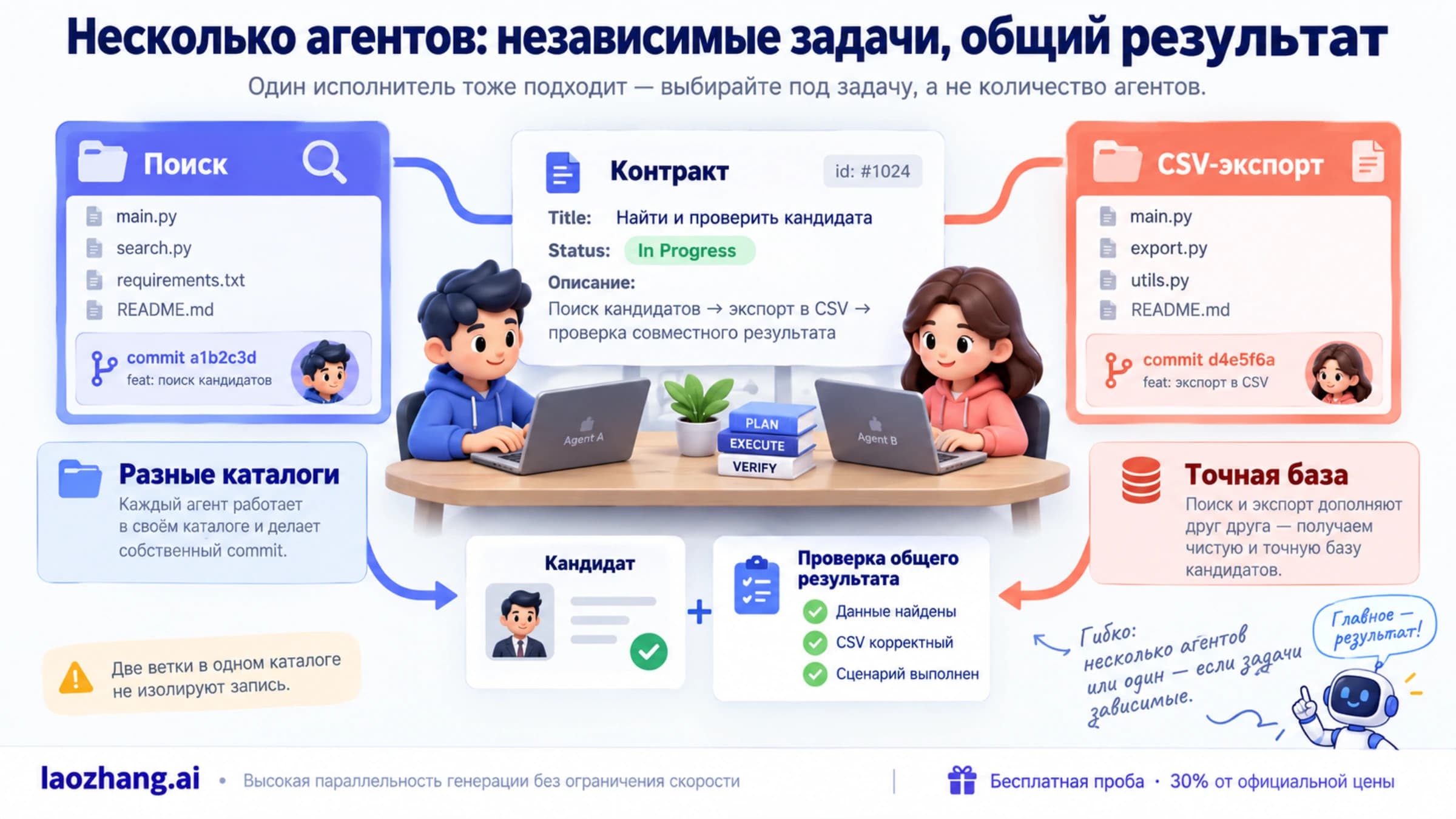 Независимые поиск и CSV-экспорт в отдельных рабочих каталогах сходятся в проверенный общий кандидат