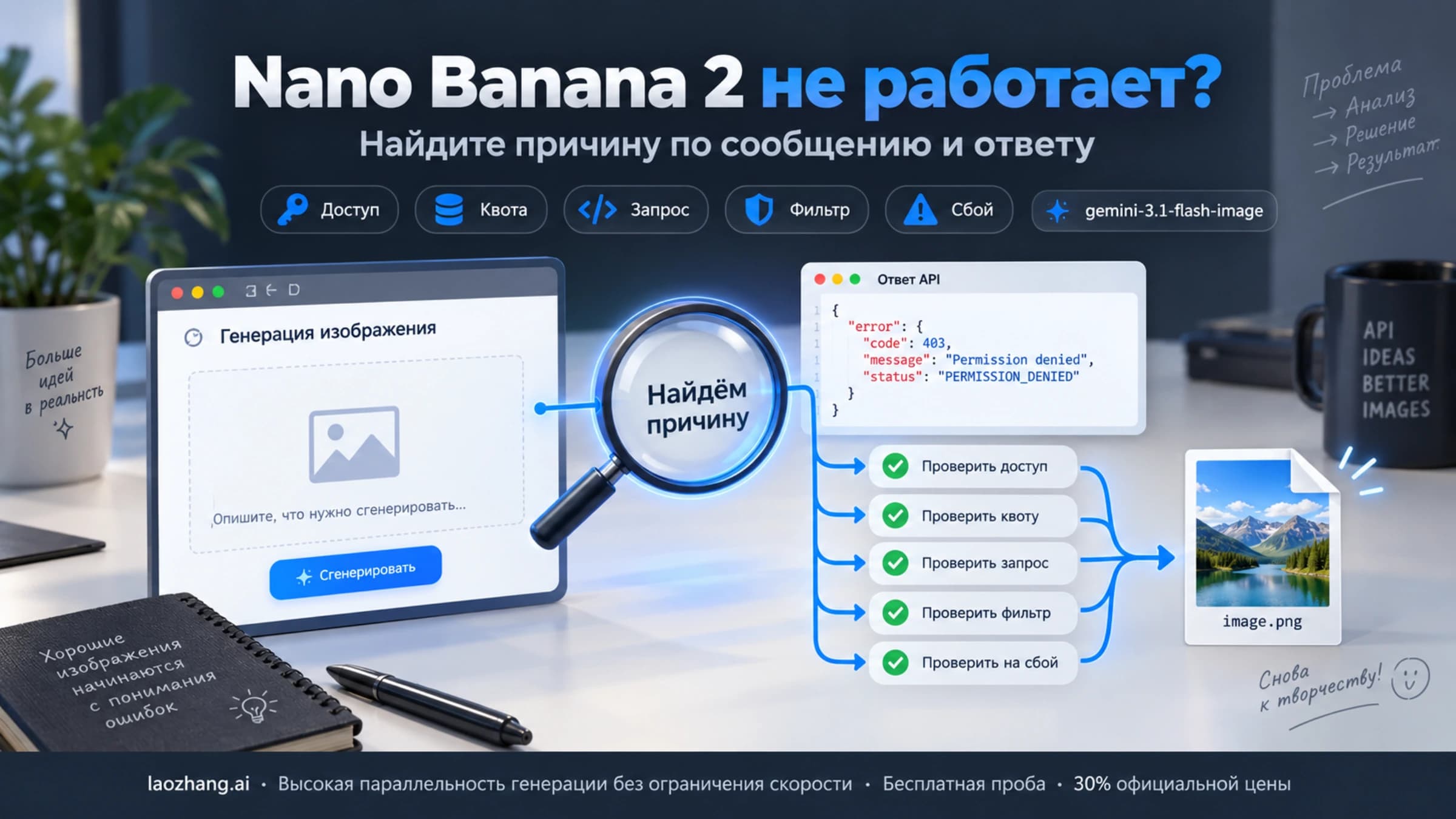 Диагностика Nano Banana 2 по доступу, квоте, запросу и полному ответу