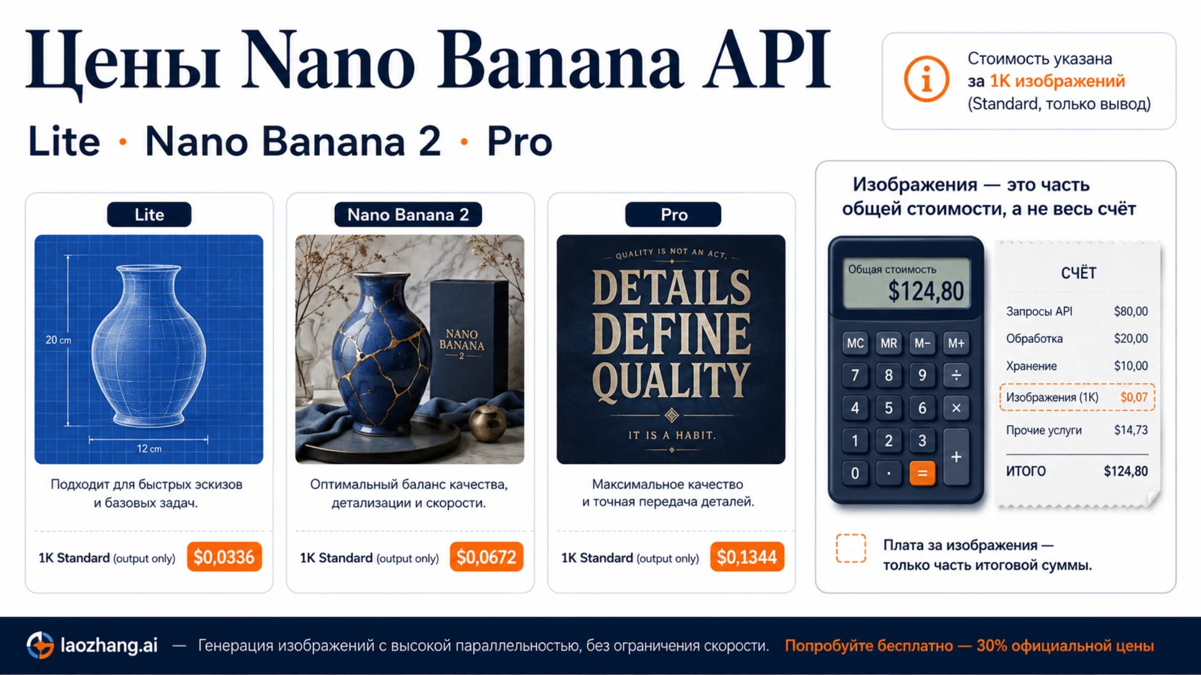 Сравнение цен Nano Banana API для Lite, Nano Banana 2 и Pro