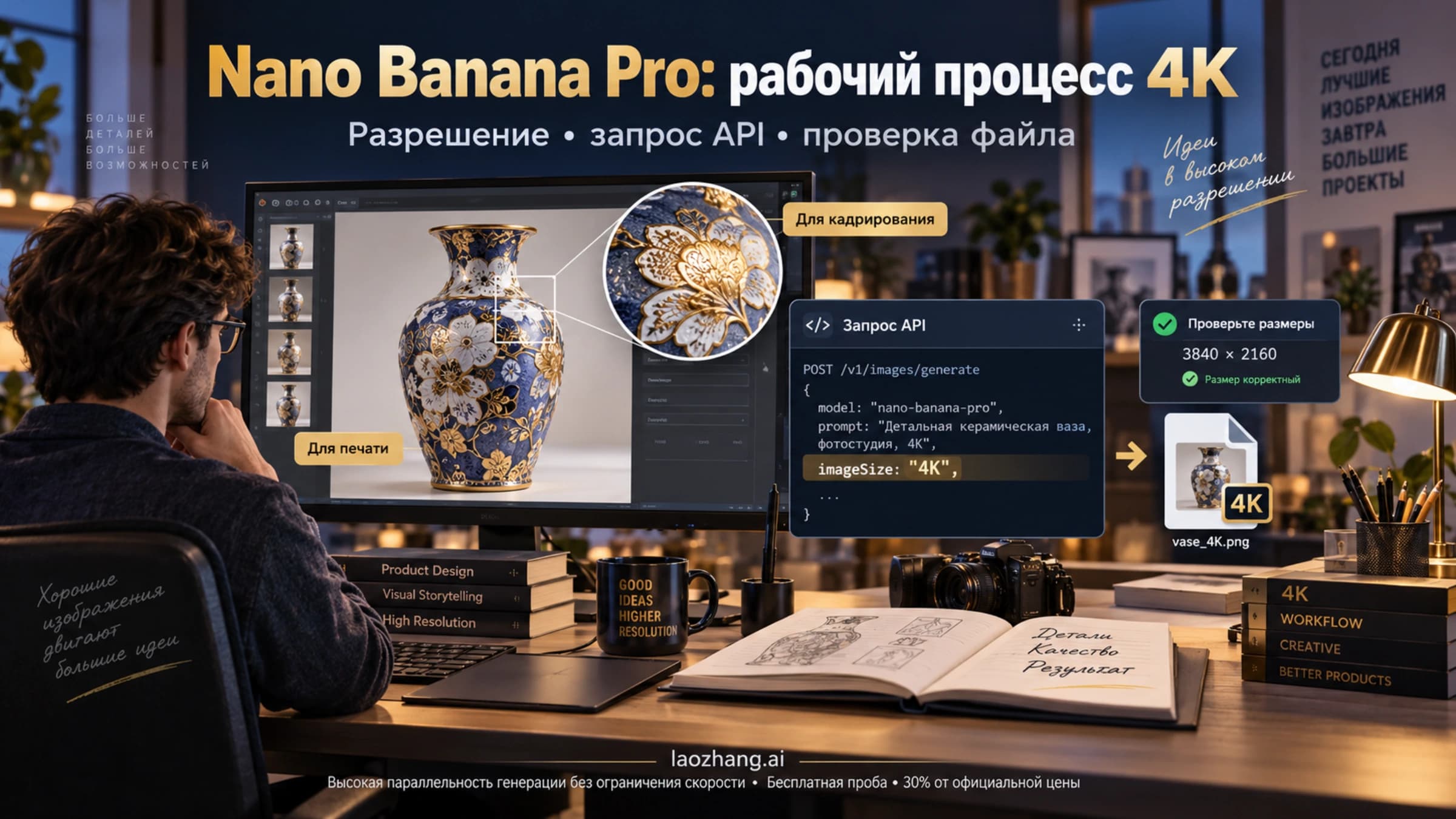 Рабочий процесс Nano Banana Pro 4K: назначение изображения, конфигурация API и проверка файла