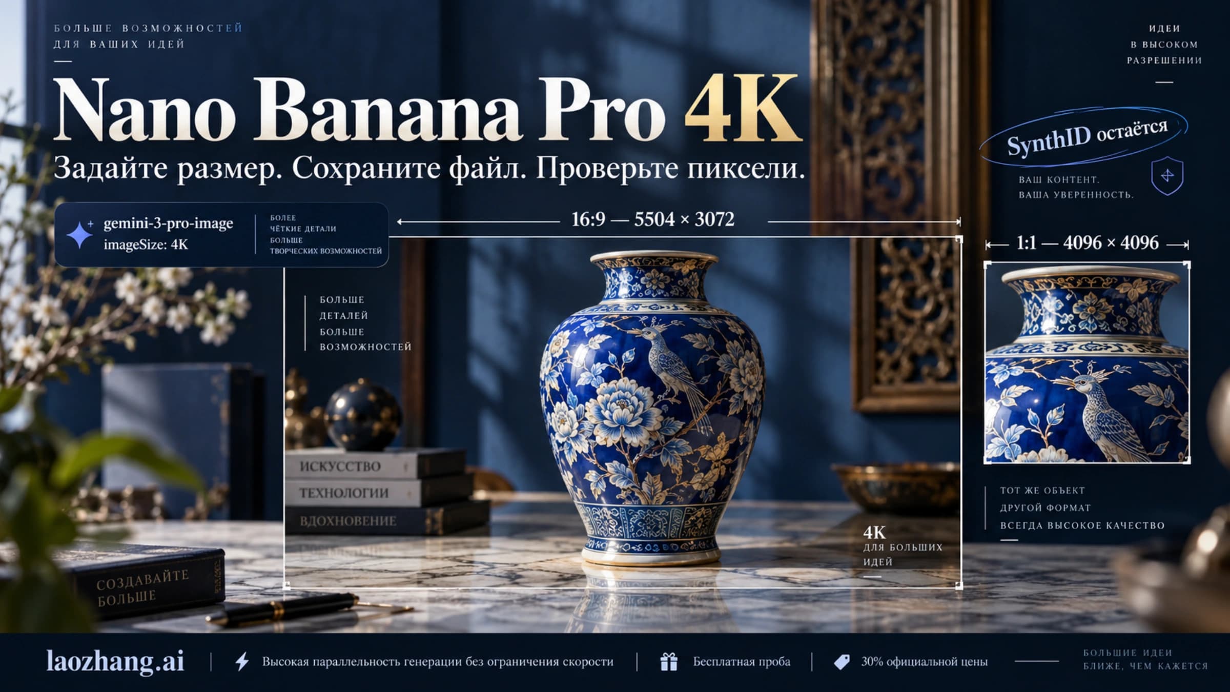 Нативный 4K Nano Banana Pro: настройка размера и проверка пикселей файла