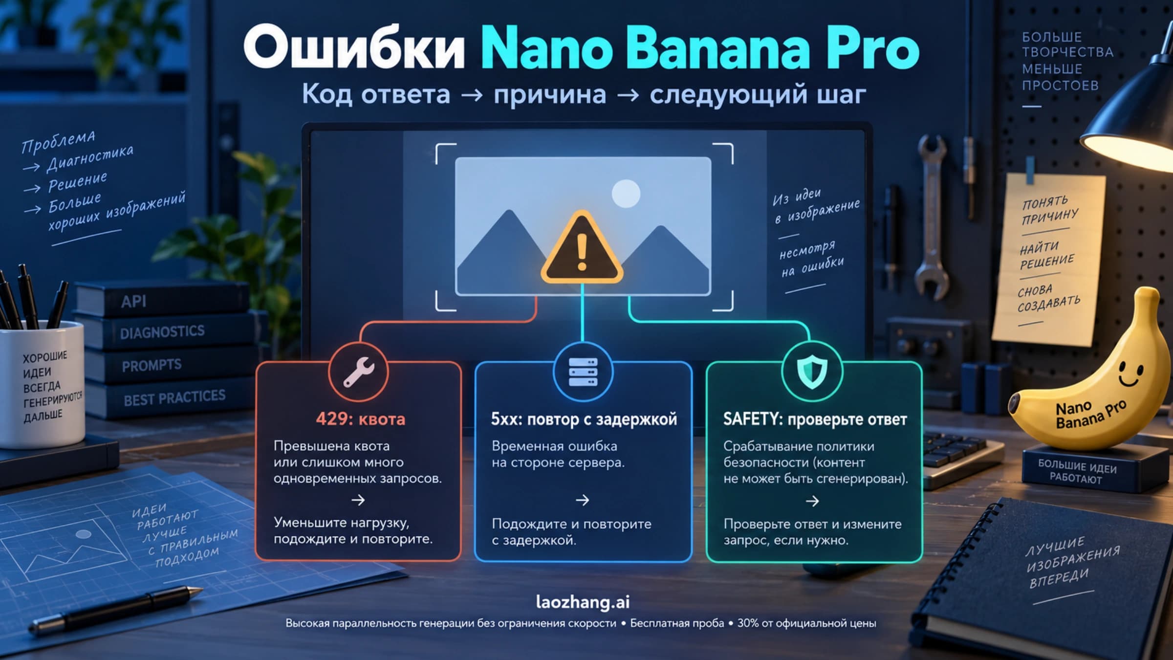 Диагностика ошибок Nano Banana Pro по коду ответа, квотам и блокировкам безопасности
