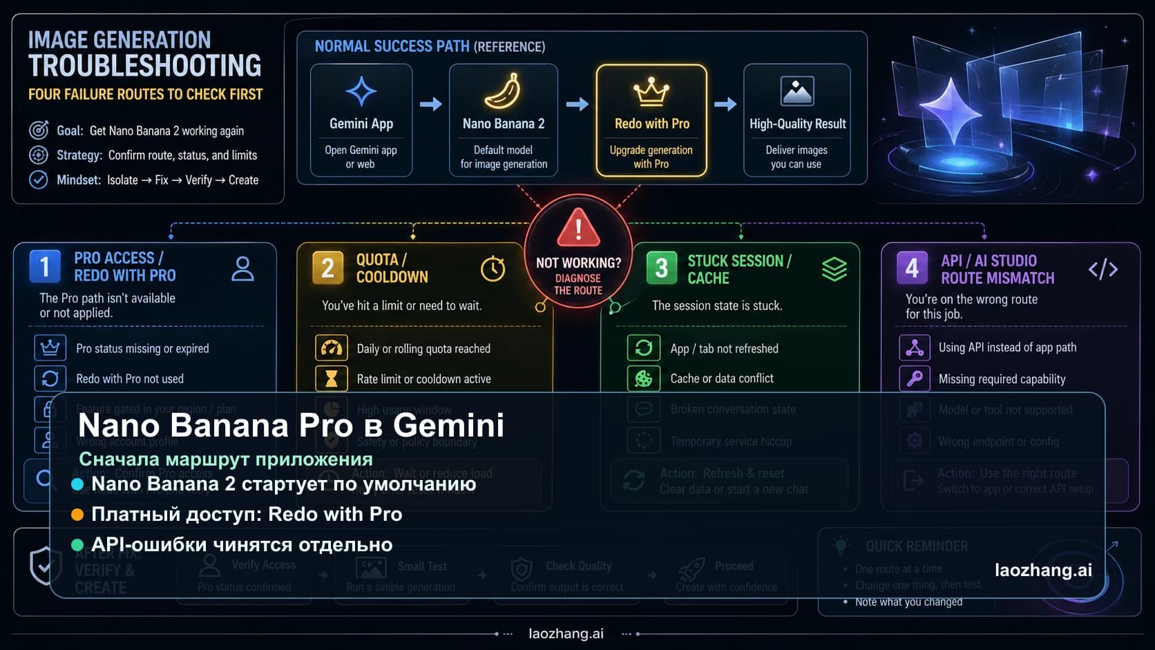 Карта диагностики Nano Banana Pro в Gemini Apps