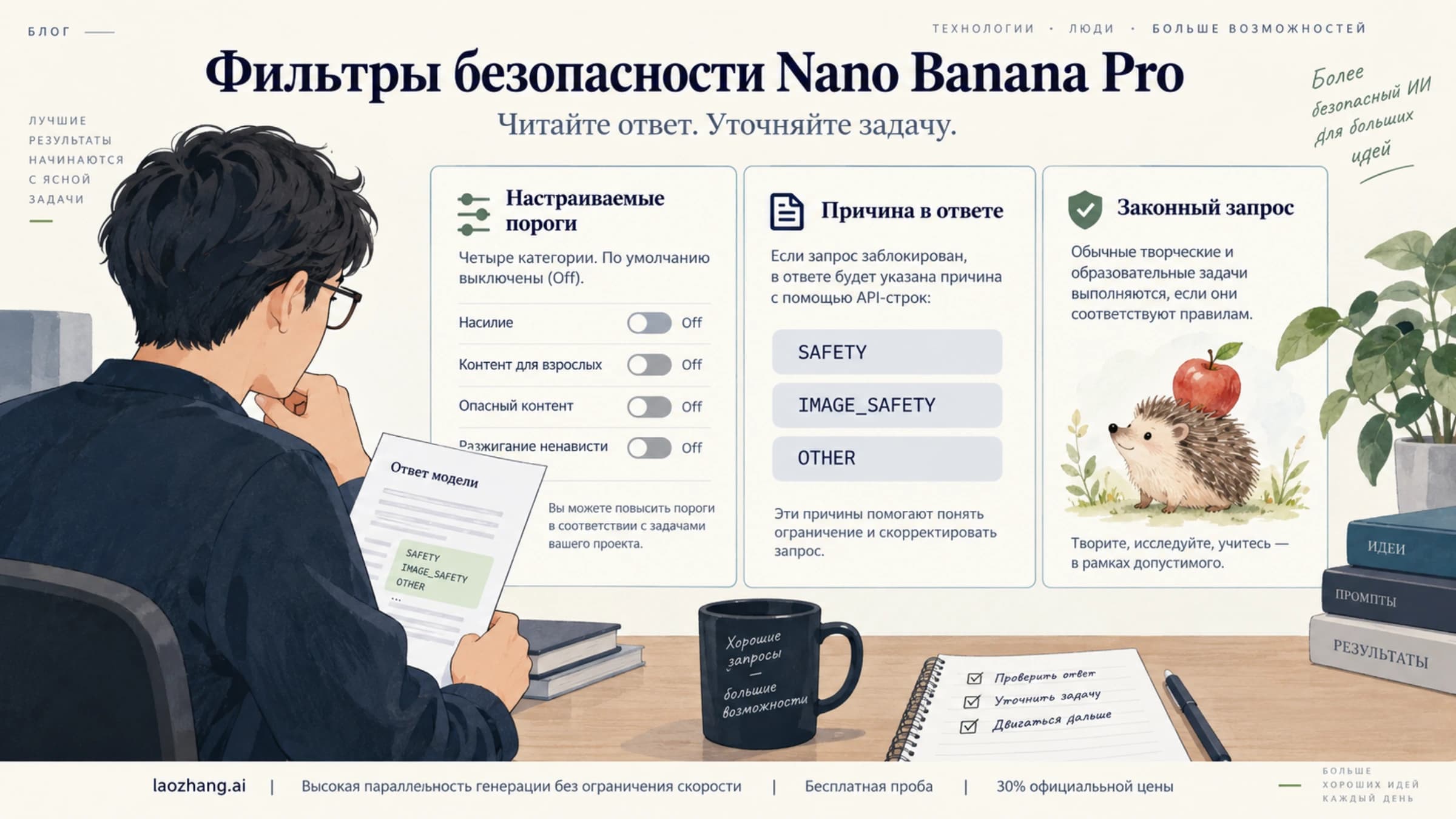 Настраиваемые пороги, причины отказа и законная задача в Nano Banana Pro