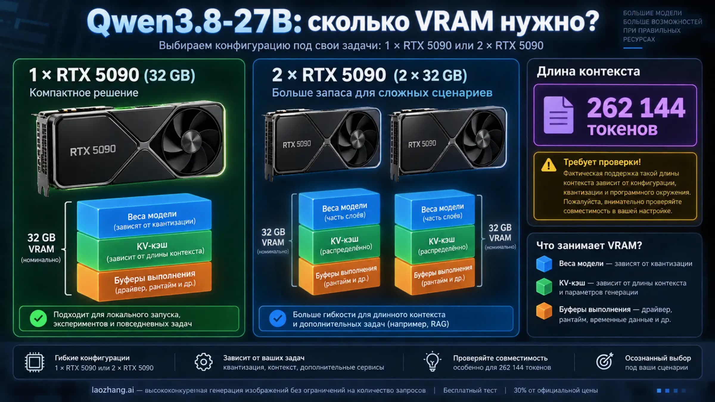 Выбор памяти для Qwen3.8-27B: веса, KV-кэш и распределение по GPU