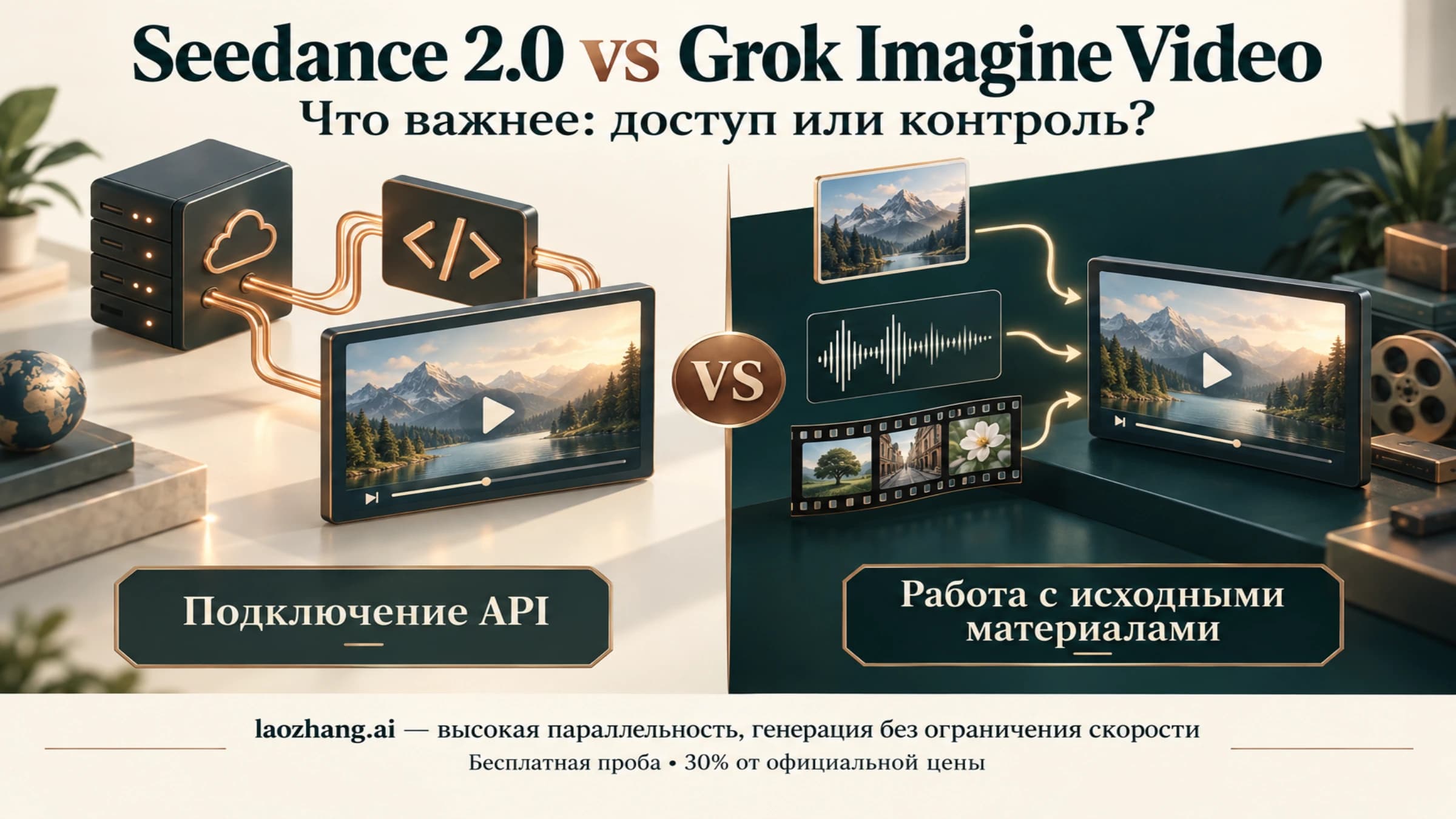 Концептуальное сравнение подключения API и работы с исходными материалами