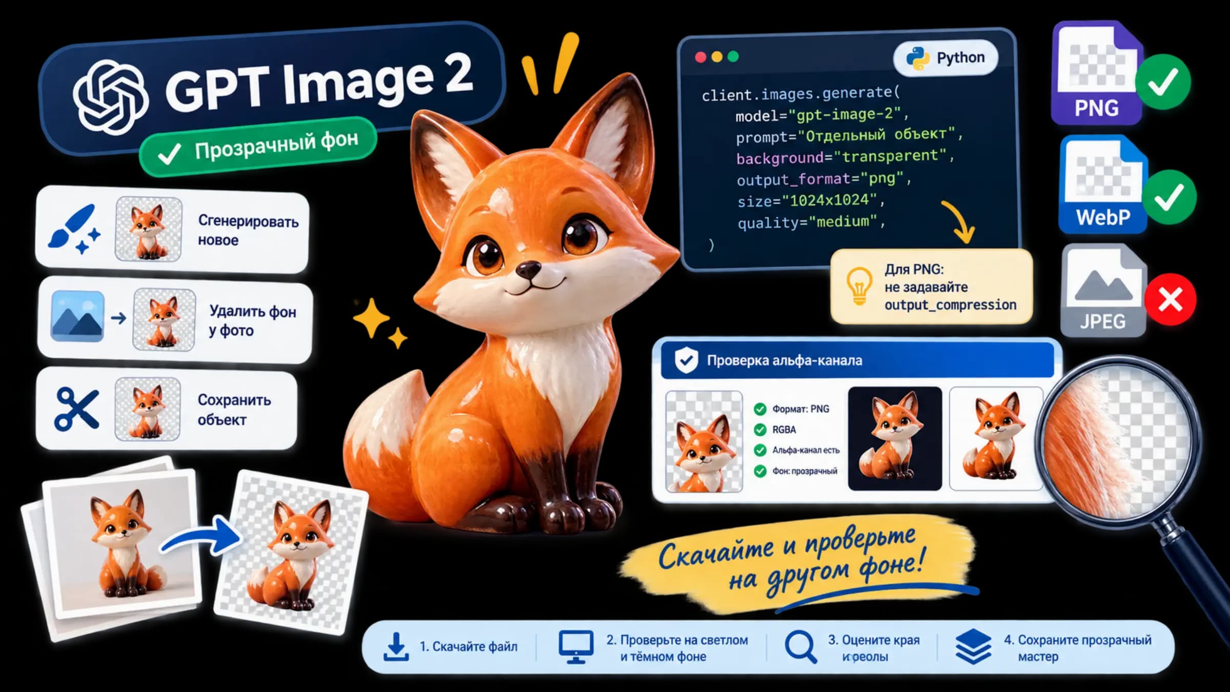 Иллюстрация к созданию и проверке PNG с прозрачным фоном