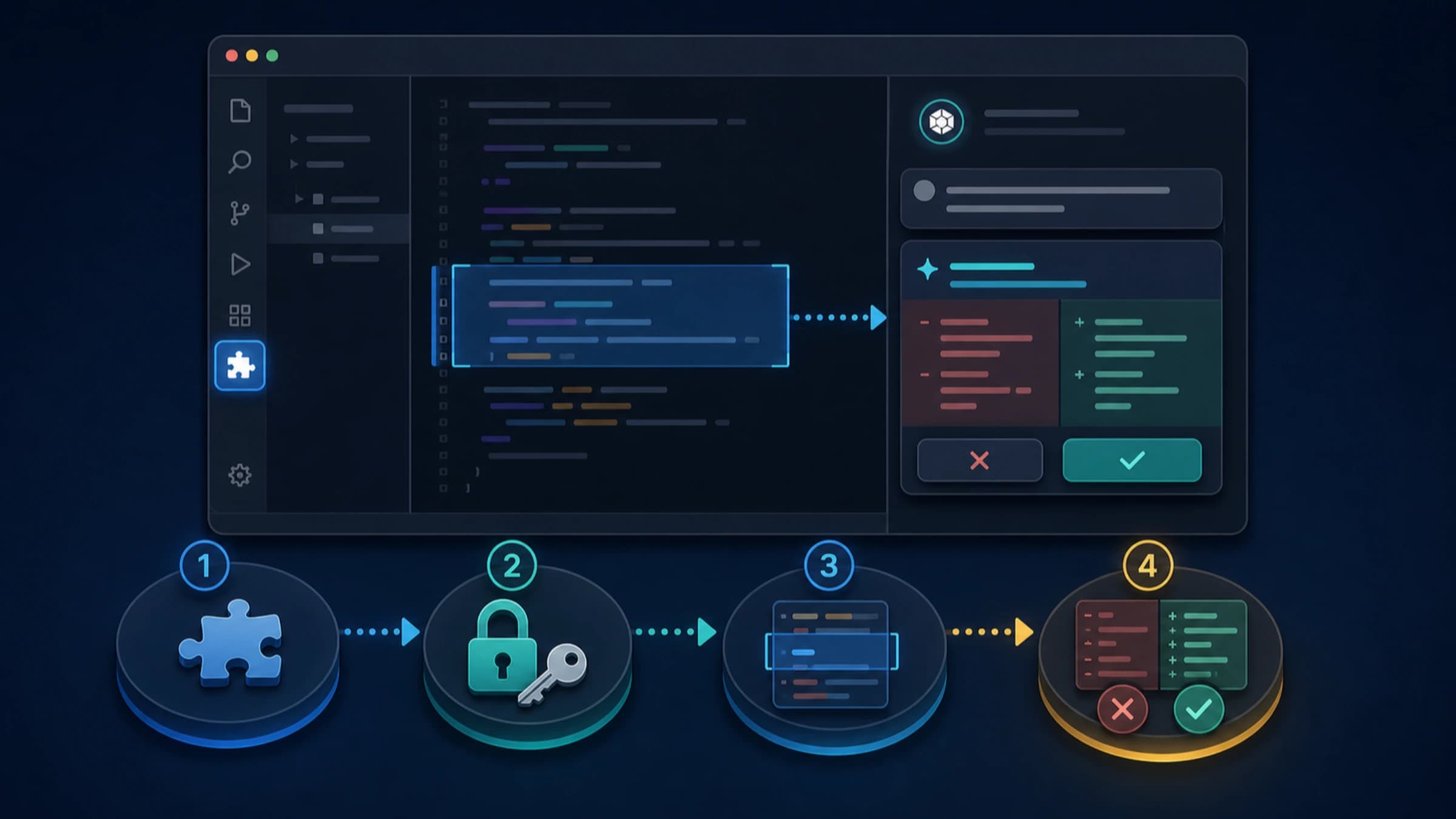 Cursor 编辑器中的 Codex 侧栏与代码差异审阅流程