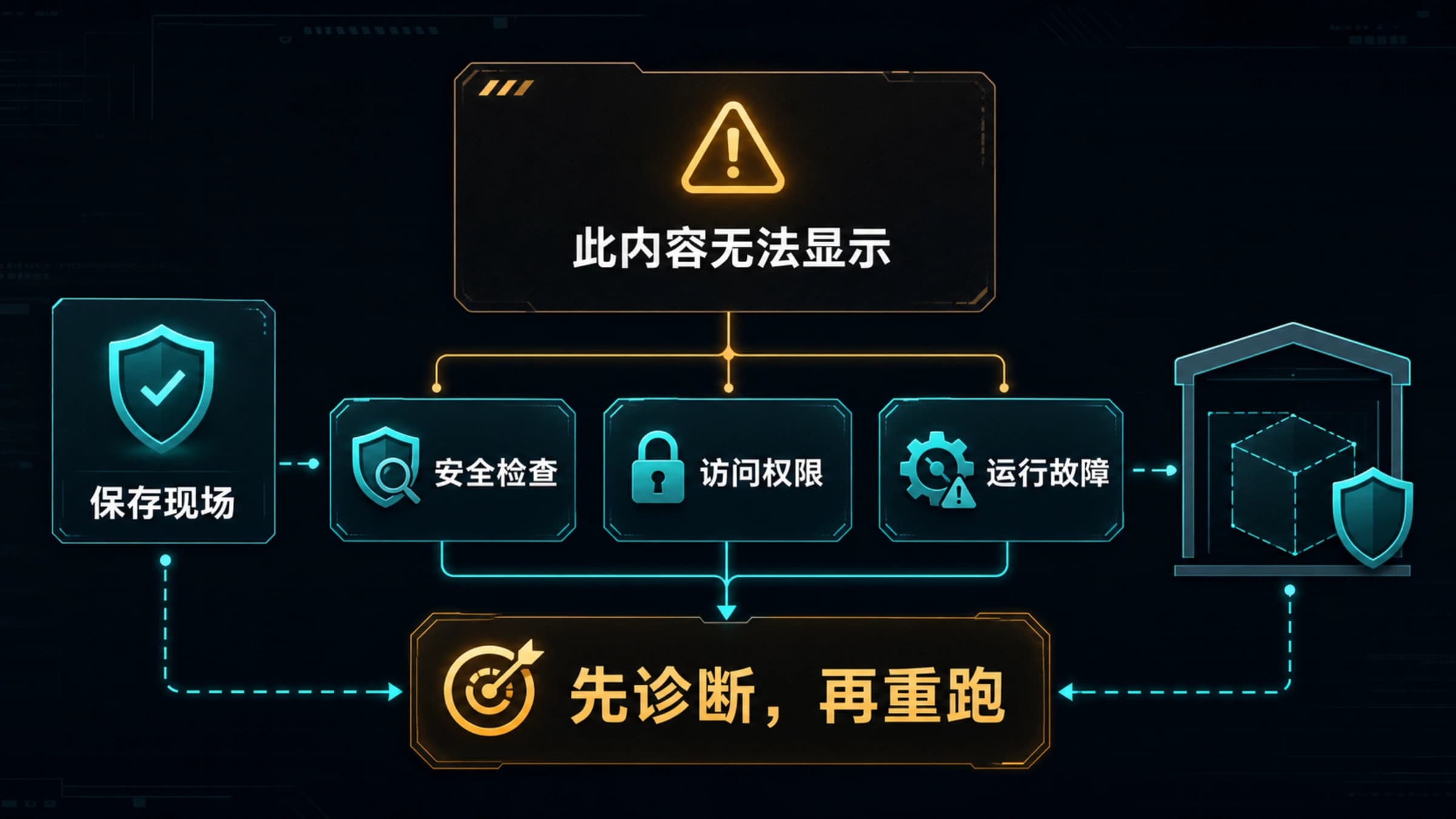 Codex Security 内容拦截进入安全检查、访问权限与运行故障三分支诊断