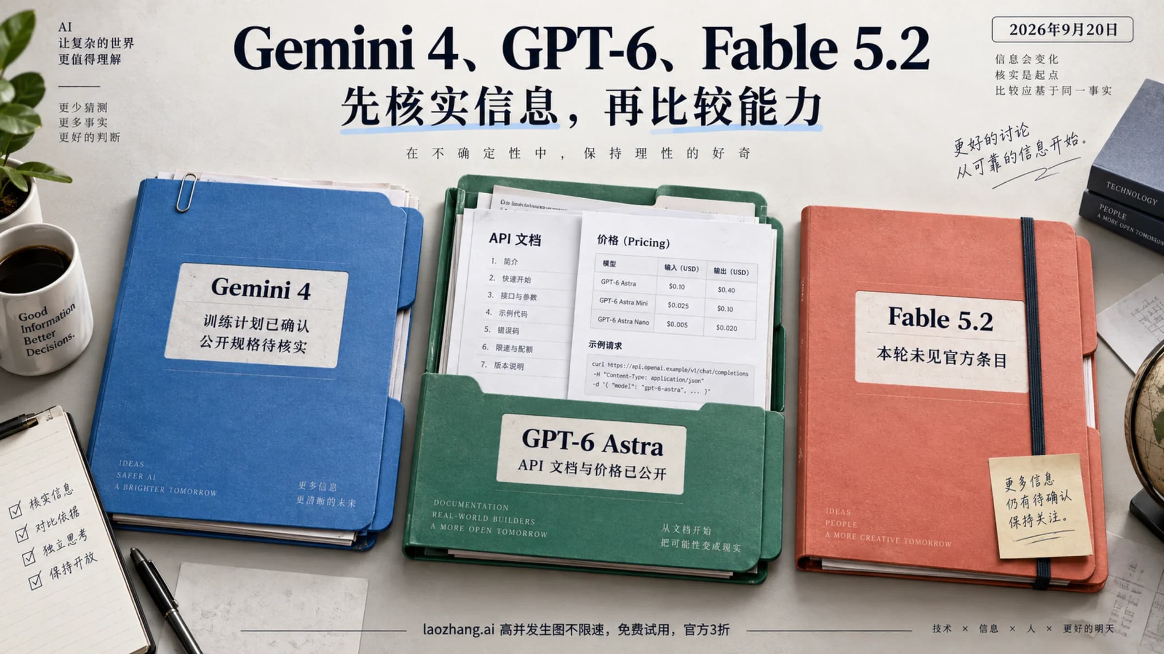 Gemini 4、GPT-6 Astra 与 Fable 5.2 的公开资料状态对照