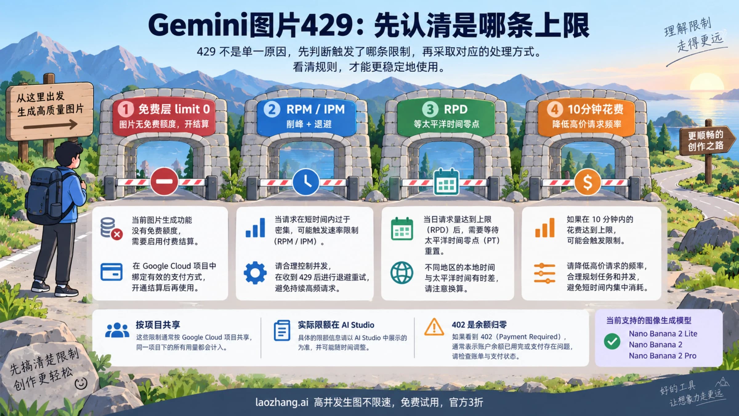 Gemini图片429的免费层、每分钟、每日和花费限制排查入口