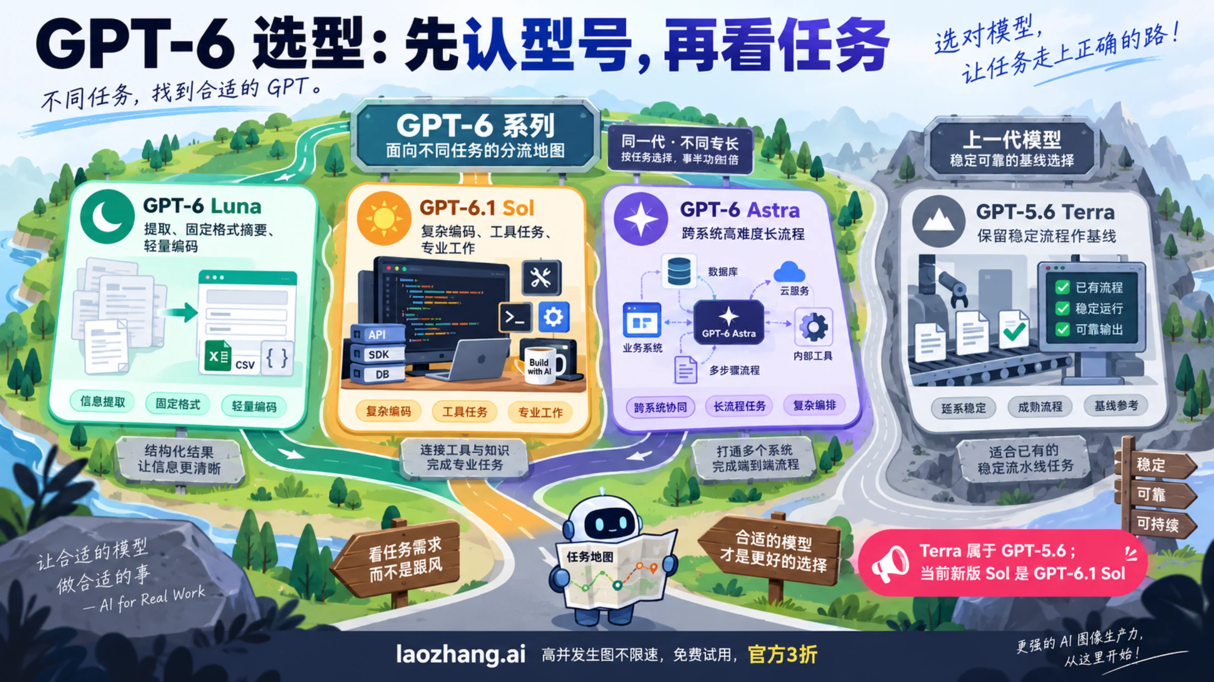 GPT-6 Luna、6.1 Sol、Astra 的任务分工与 GPT-5.6 Terra 基线