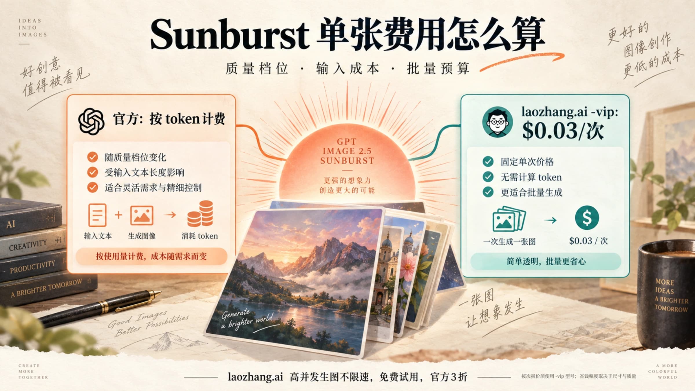 Sunburst 图片生成在官方按 token 计费与 laozhang.ai 按次计费之间的选择