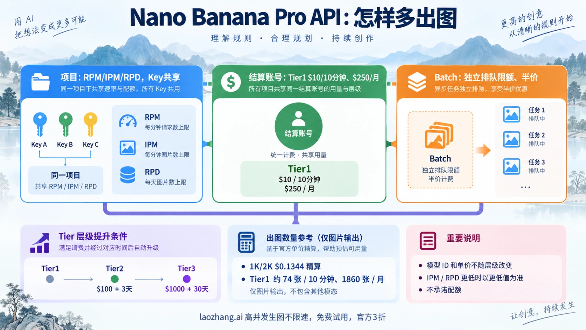 Nano Banana Pro API扩容同时受项目速率与结算账号花费上限约束