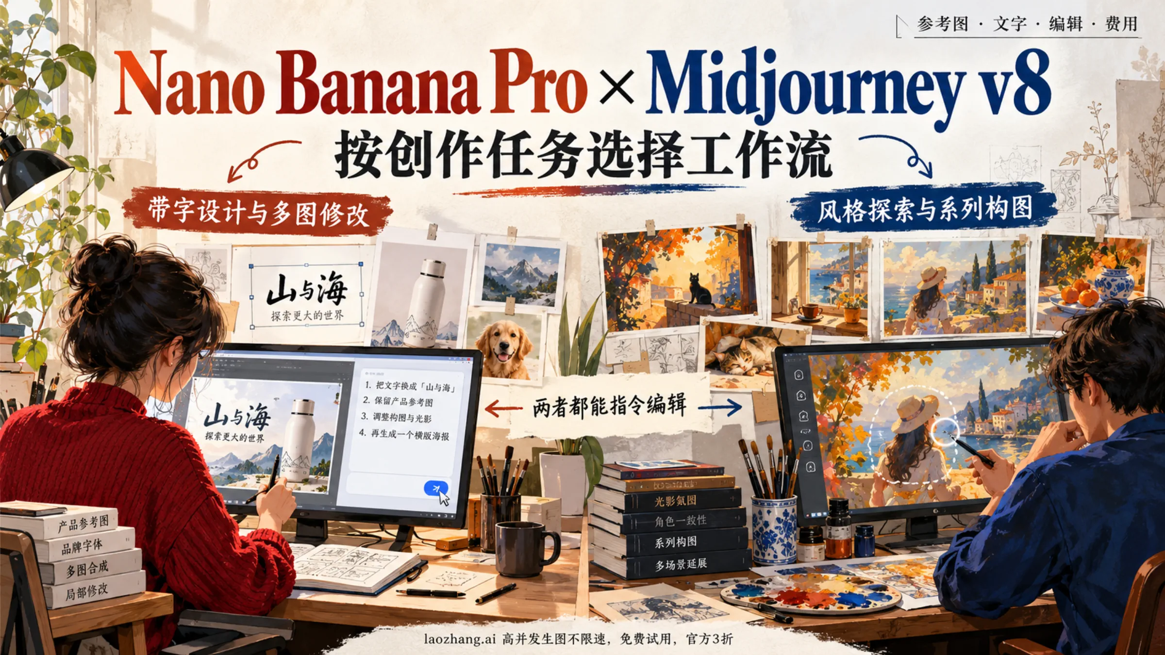 Nano Banana Pro 与 Midjourney 图片创作工具对比