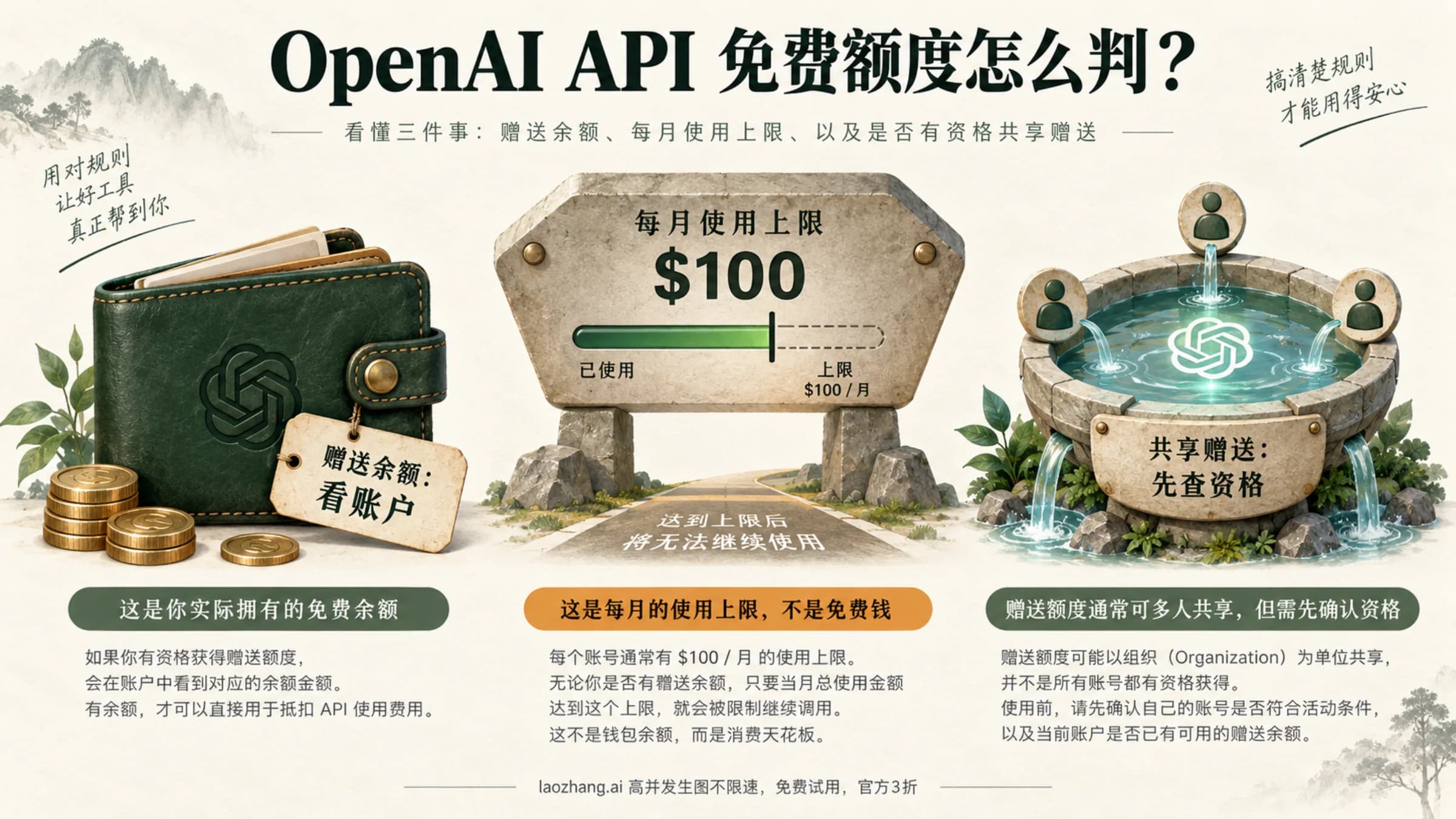 OpenAI API 赠送余额、每月使用上限与数据共享资格的区别