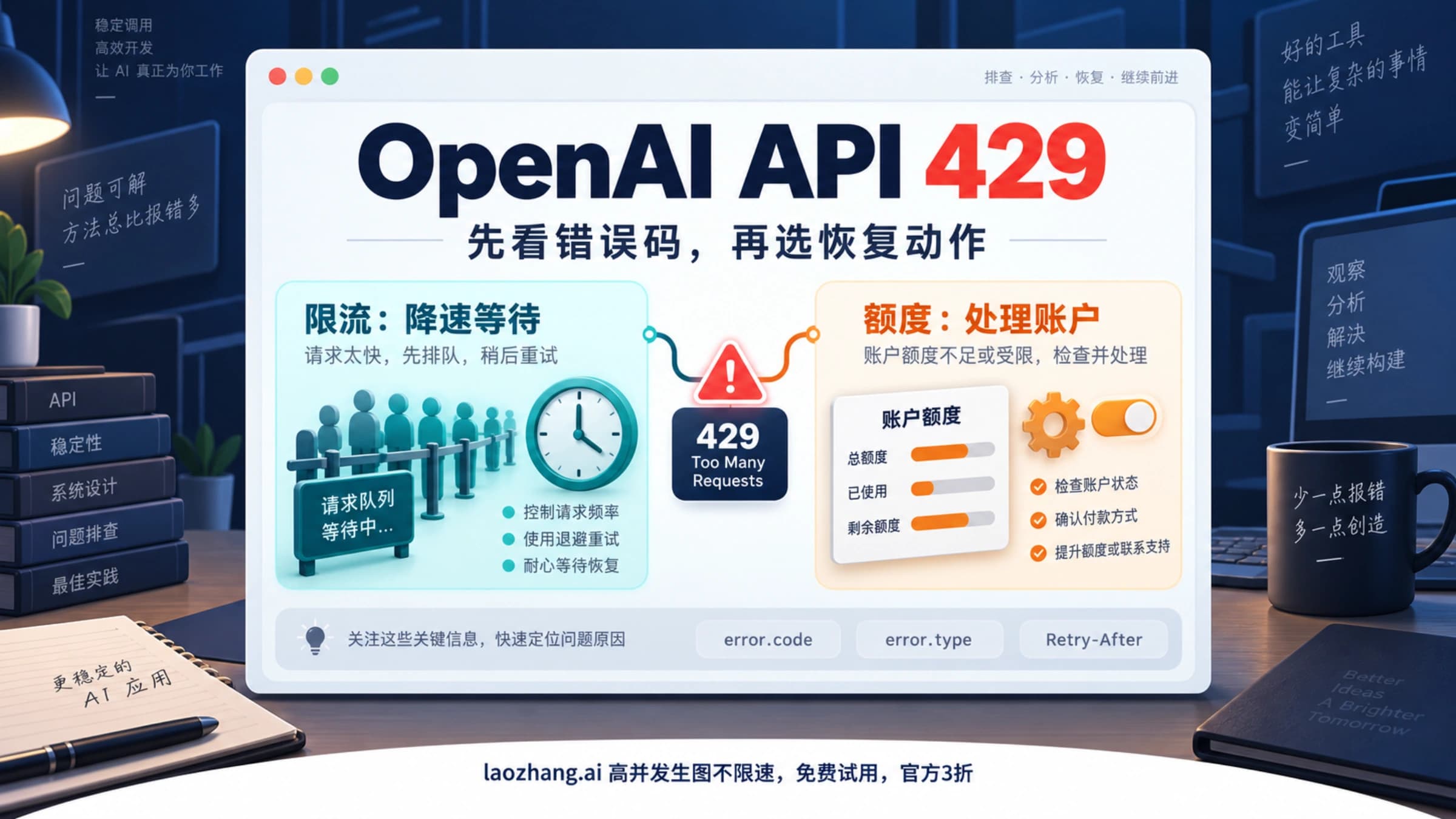 OpenAI API 429 按错误码区分限流等待与账户额度处理