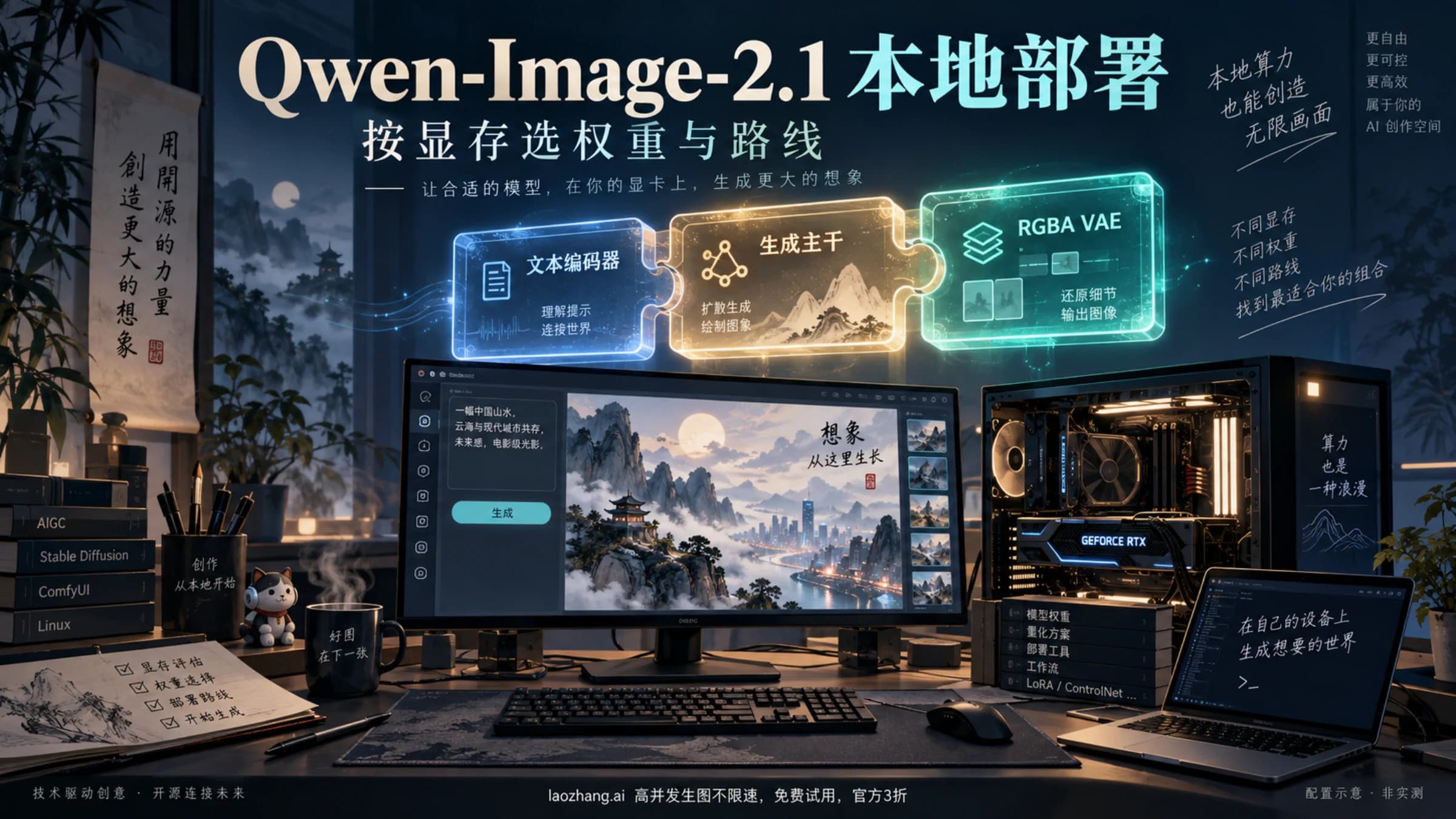 Qwen-Image-2.1 本地部署:显卡显存与三类权重文件的对应关系