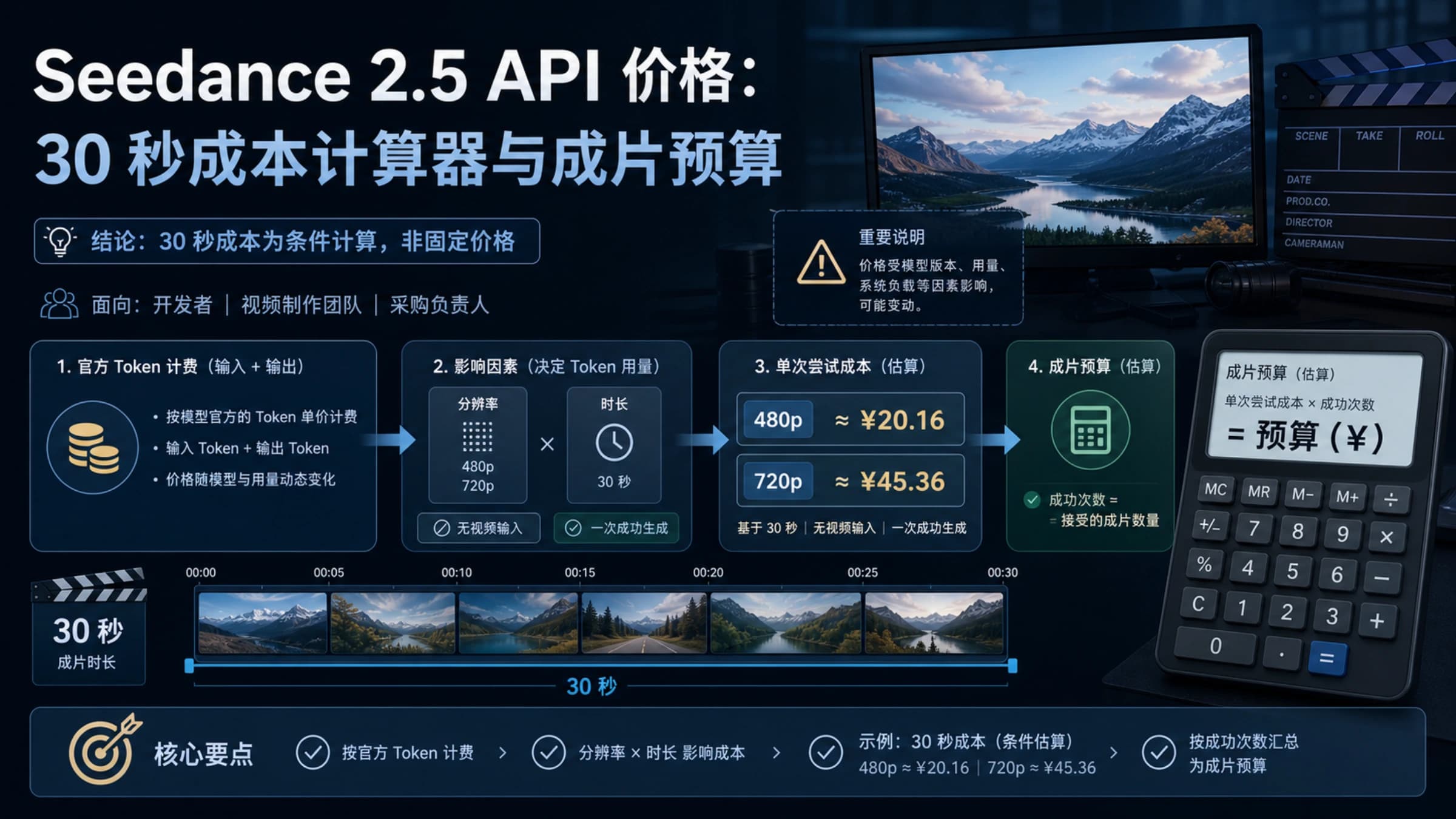 Seedance 2.5 API 30 秒成本从 token 单价到采用成片预算的计算路径