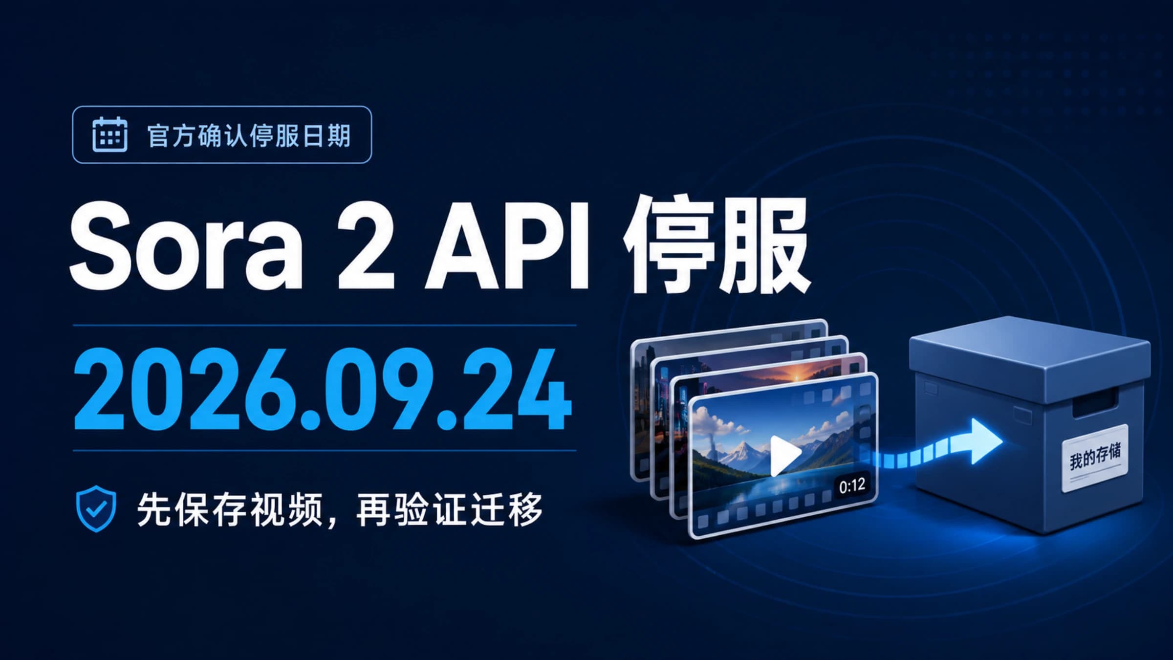 Sora 2 API 于 2026 年 9 月 24 日停服,先保存视频,再验证迁移
