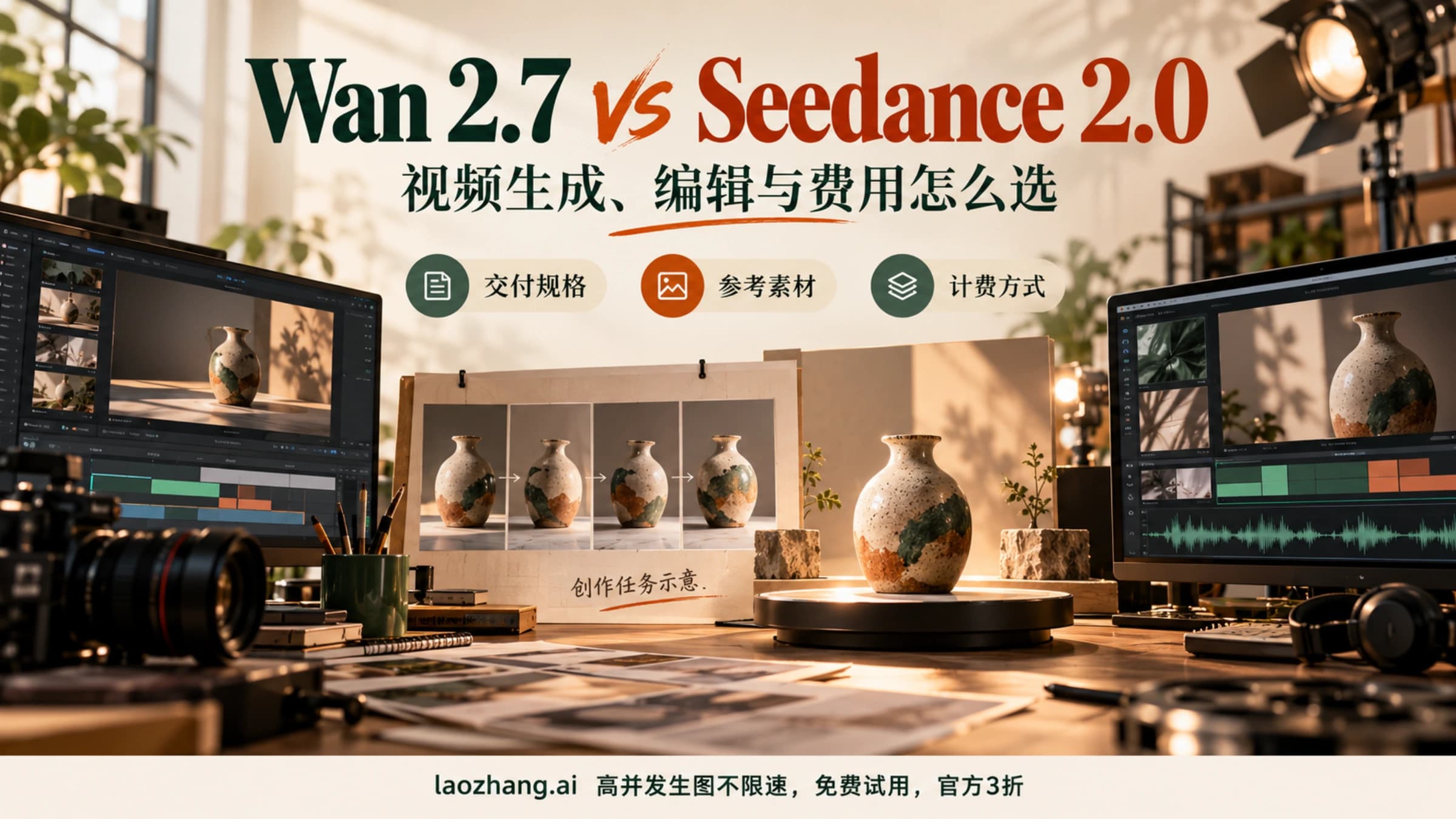 Wan 2.7 与 Seedance 2.0 的创作任务对比示意