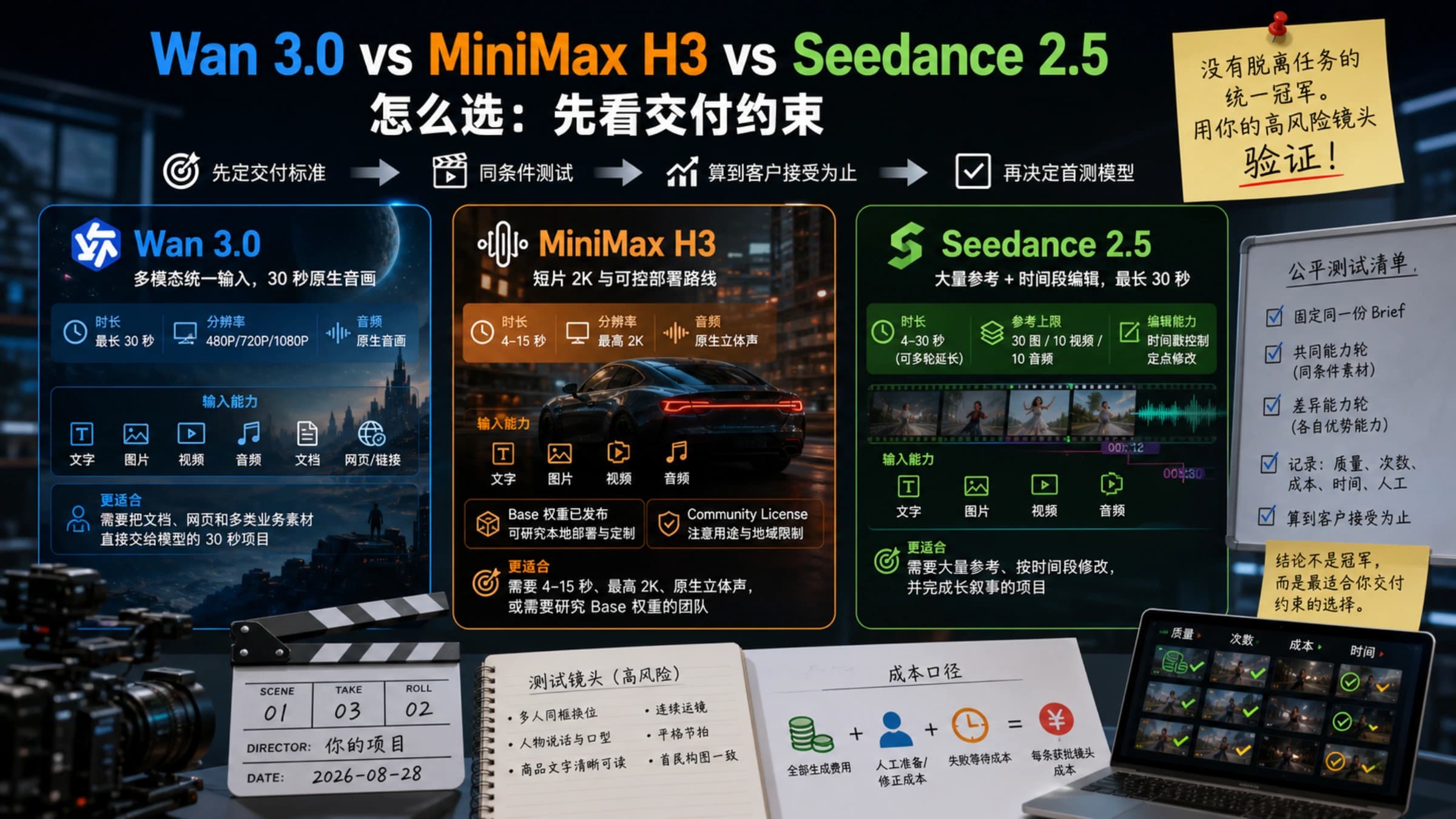 Wan 3.0、MiniMax H3 和 Seedance 2.5 交付选型封面