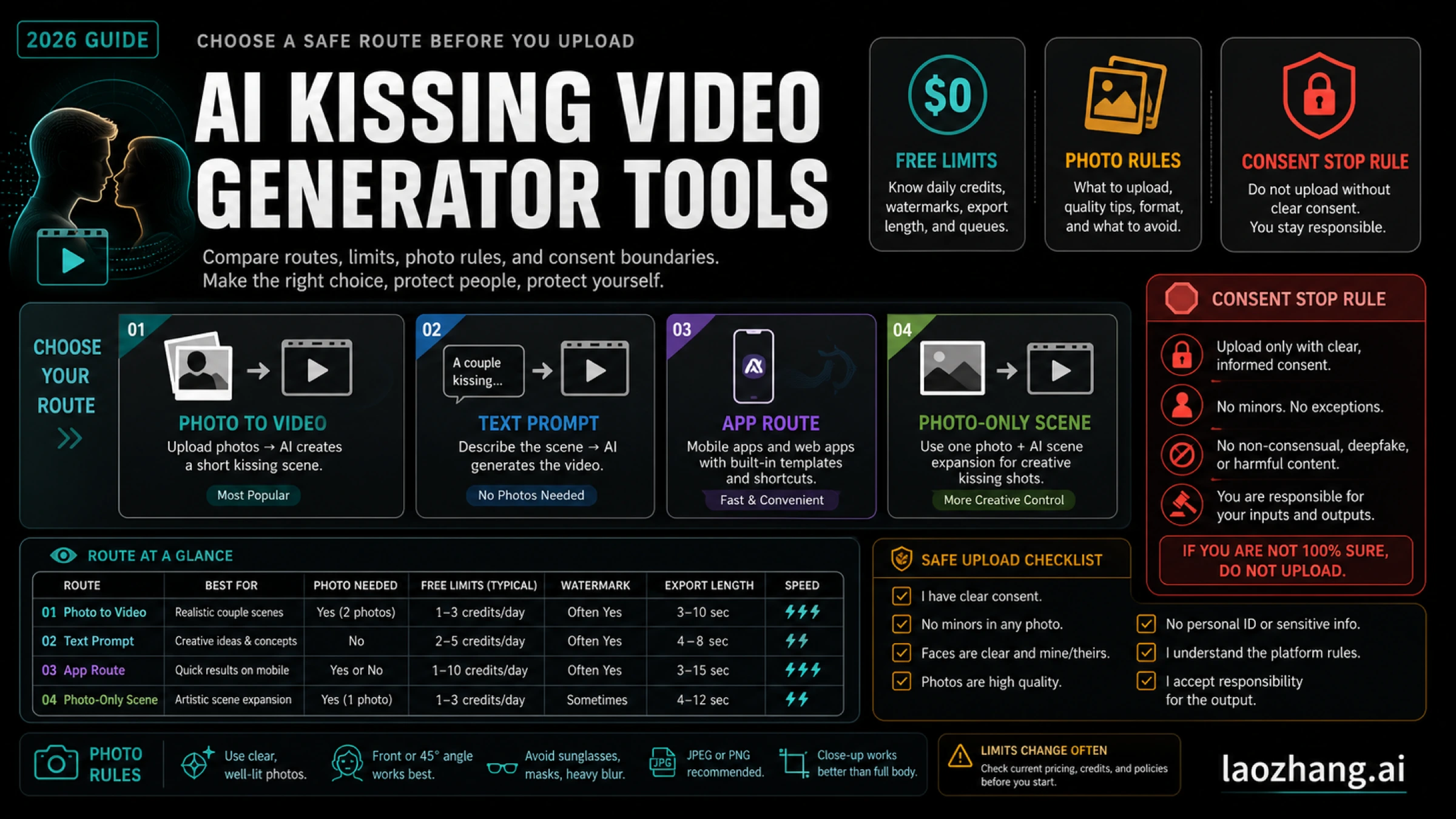 Best AI Kissing Video Generator Tools: Free Limits, Photo Rules, and Safe Use