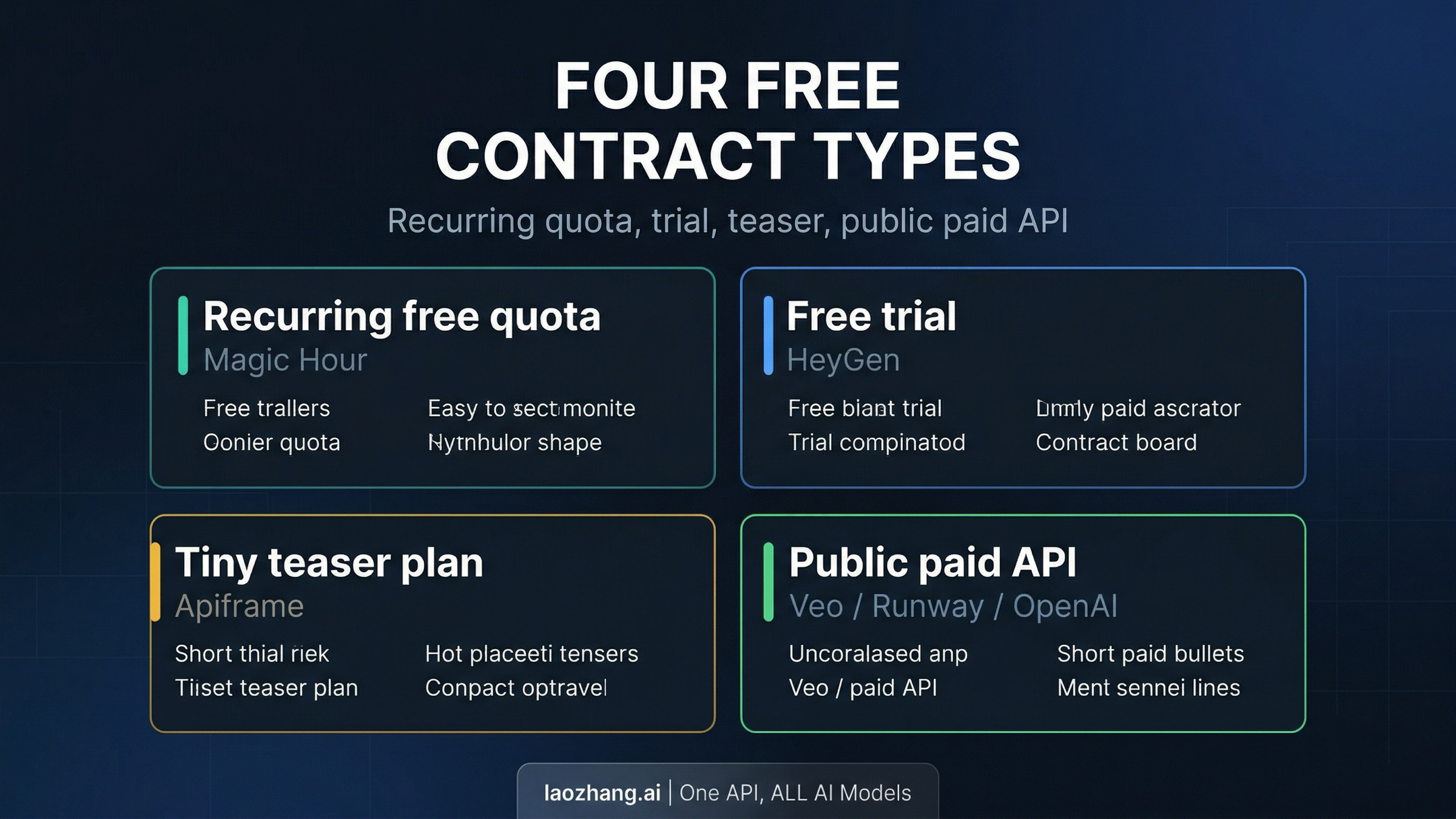 Comparison graphic separating recurring free quota, free trial quota, tiny teaser plans, and paid public APIs