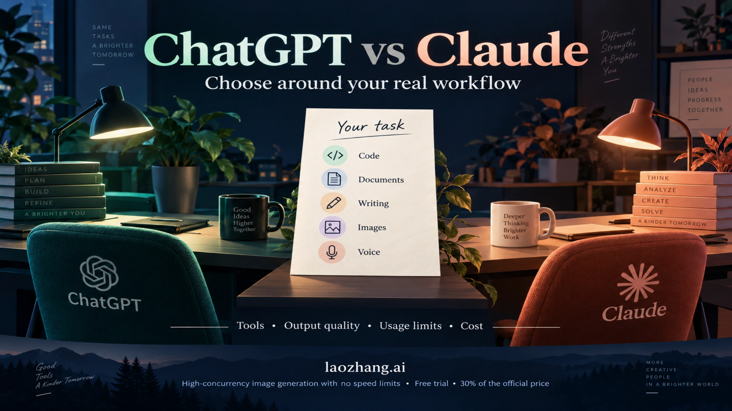 Conceptual comparison of ChatGPT and Claude organized around the reader's real workflow