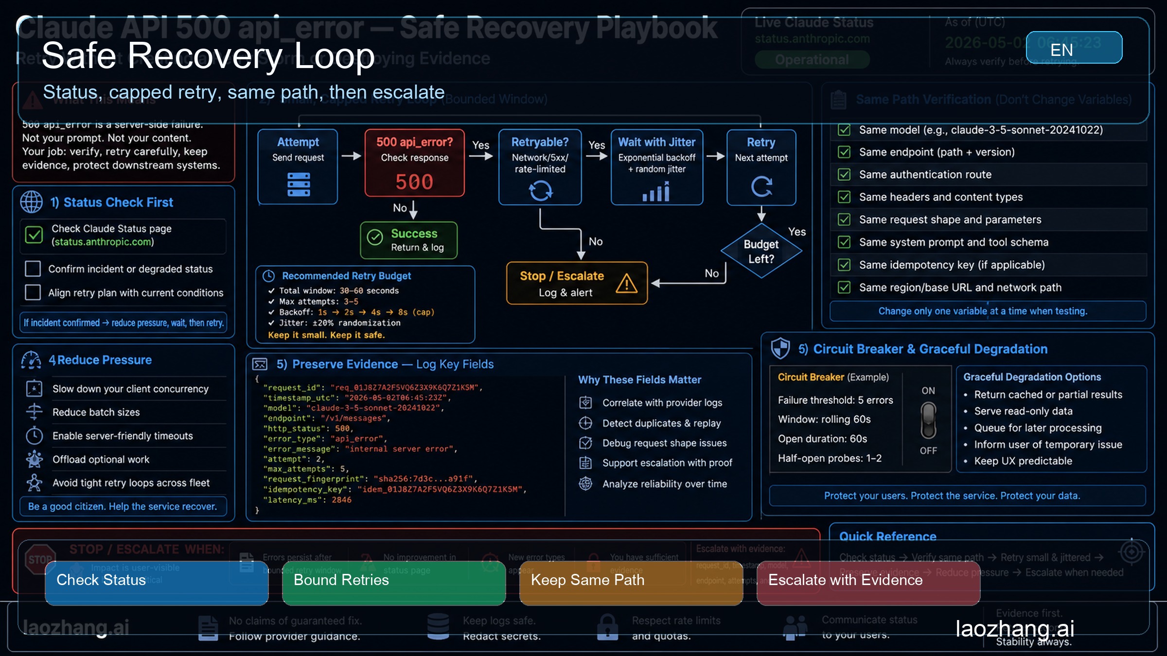 Safe recovery loop for Claude API 500 api_error