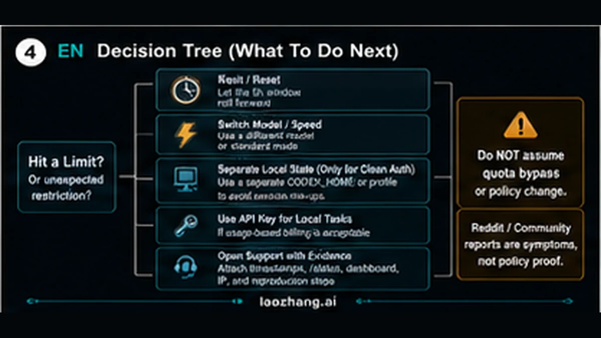 Codex same-PC decision tree after a limit or unexpected restriction