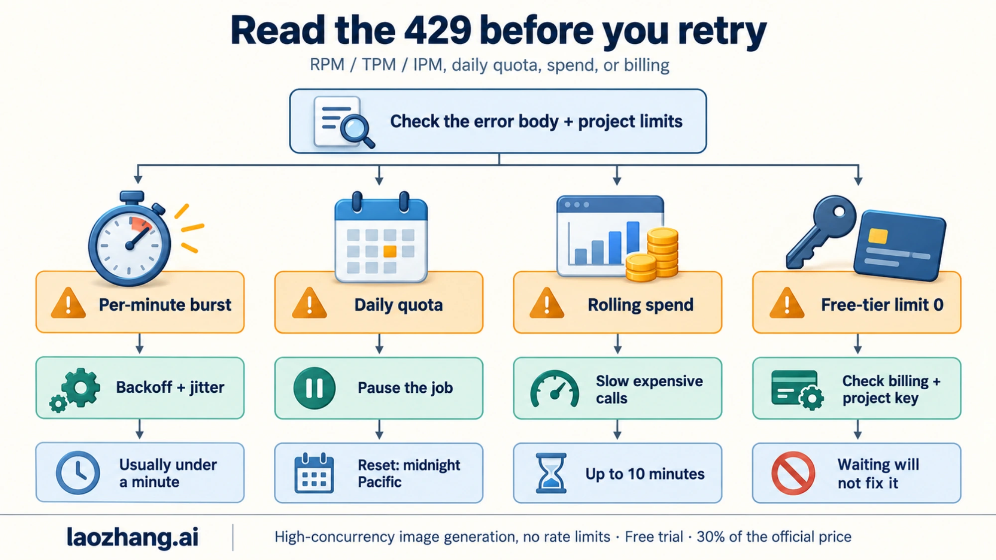 Four Gemini image 429 causes with the matching wait or billing fix
