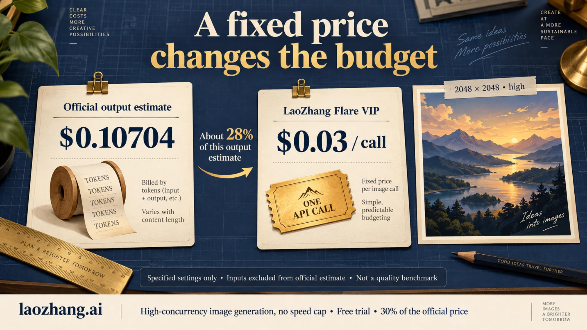 Illustrated comparison of the official 2K high Flare output estimate and LaoZhang Flare VIP per-call pricing
