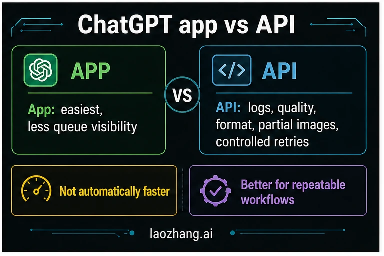 ChatGPT app versus API control board
