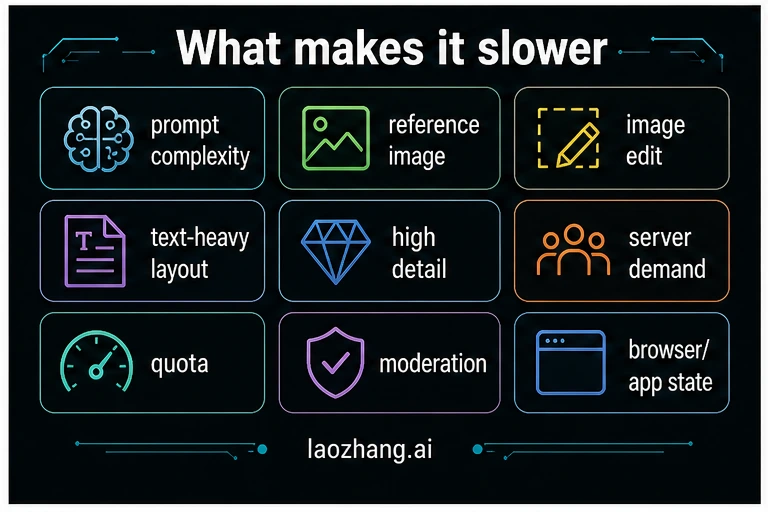 Matrix of factors that slow ChatGPT image generation