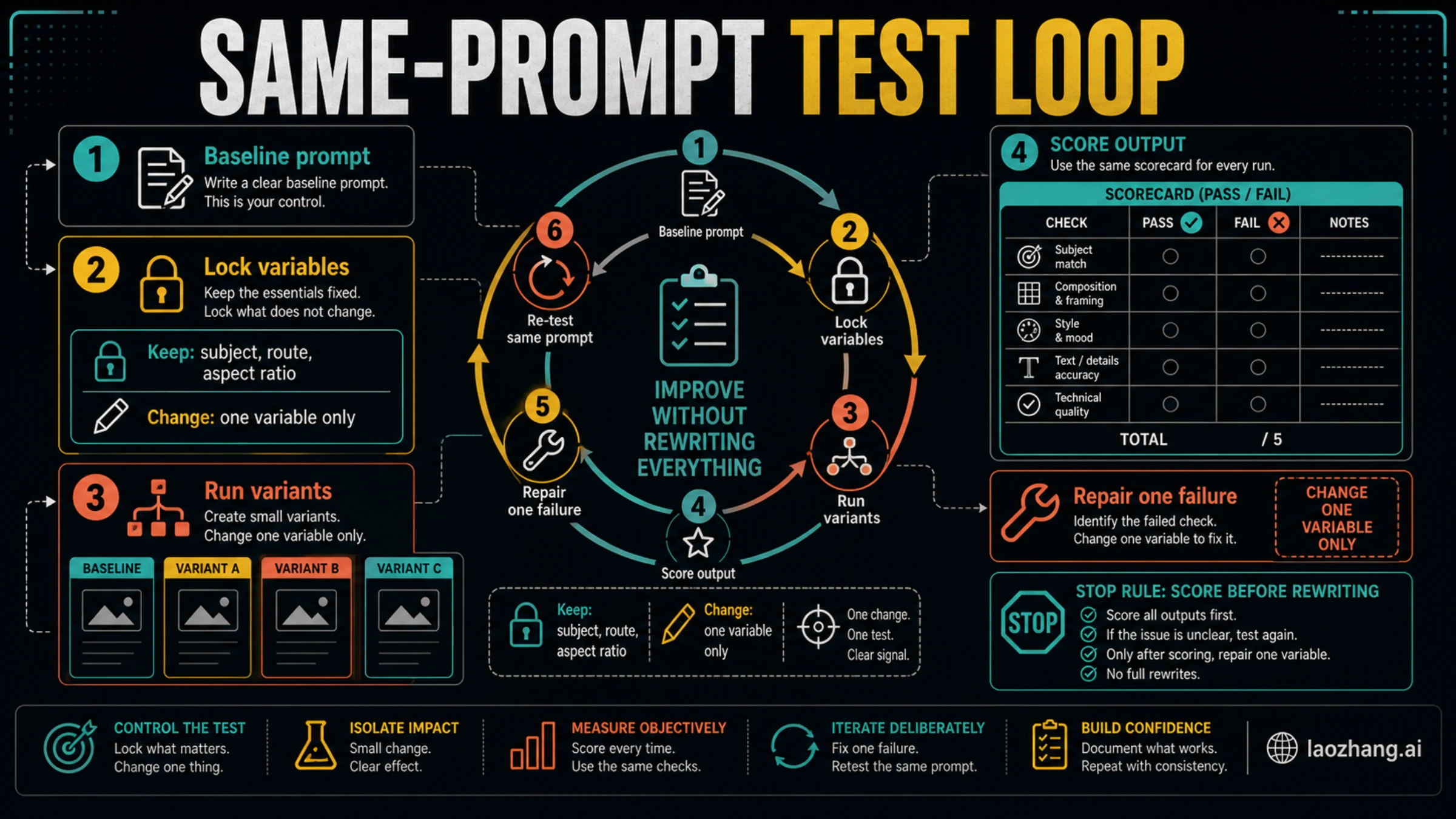Same-prompt testing loop for improving Nano Banana prompts one variable at a time