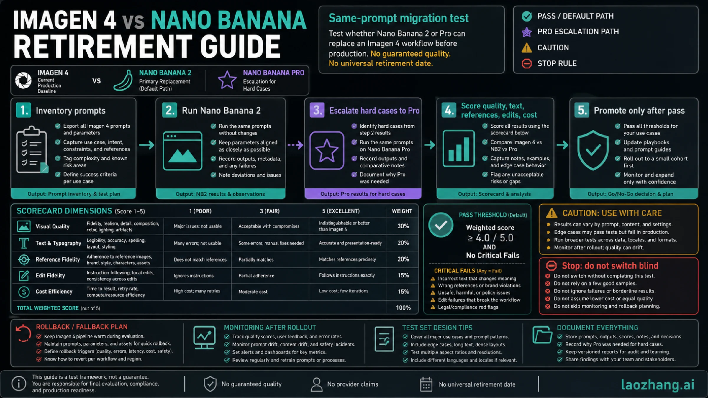 Same-prompt migration checklist for testing Nano Banana replacements before moving production Imagen 4 traffic