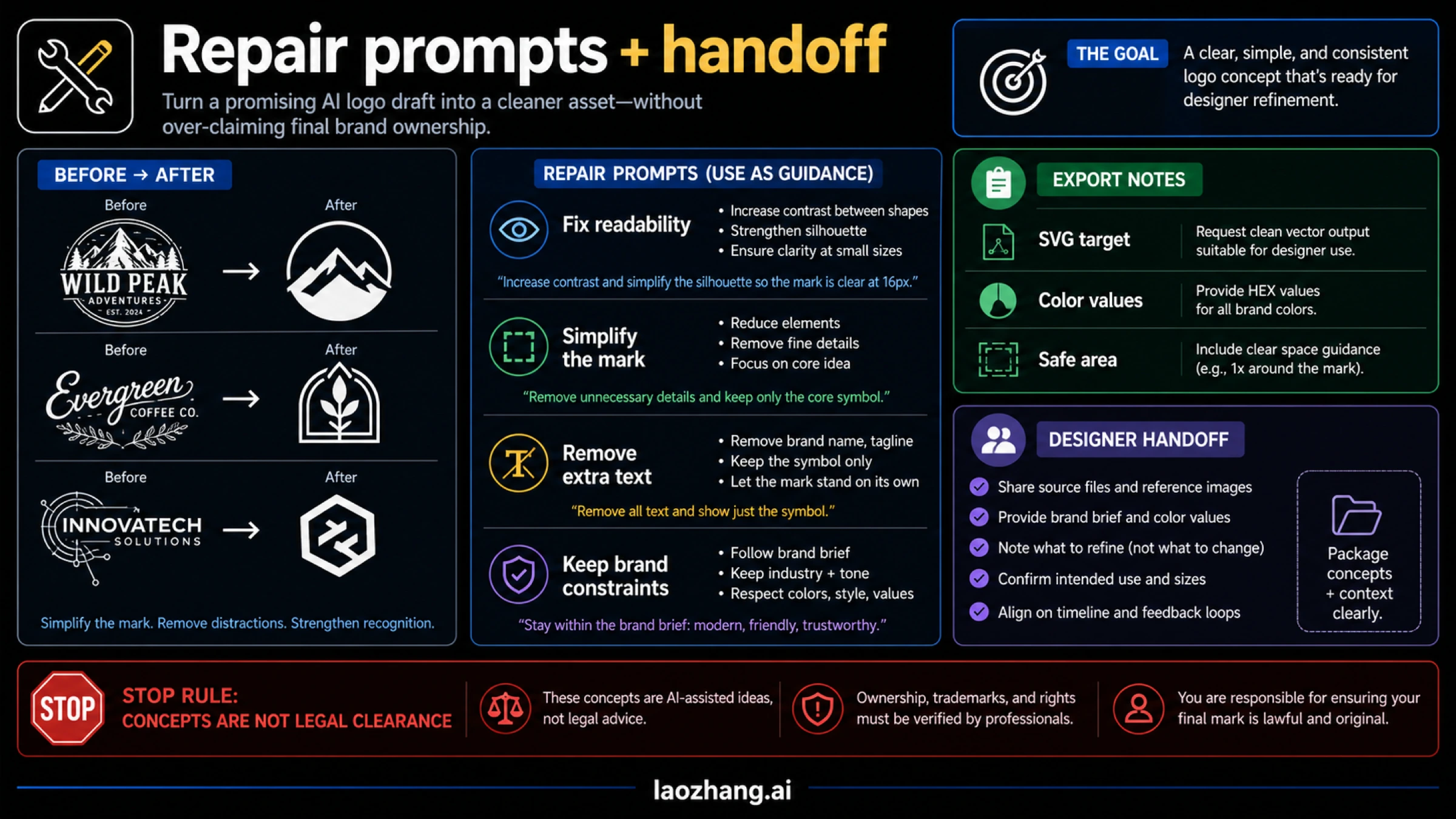 Repair prompts and designer handoff board